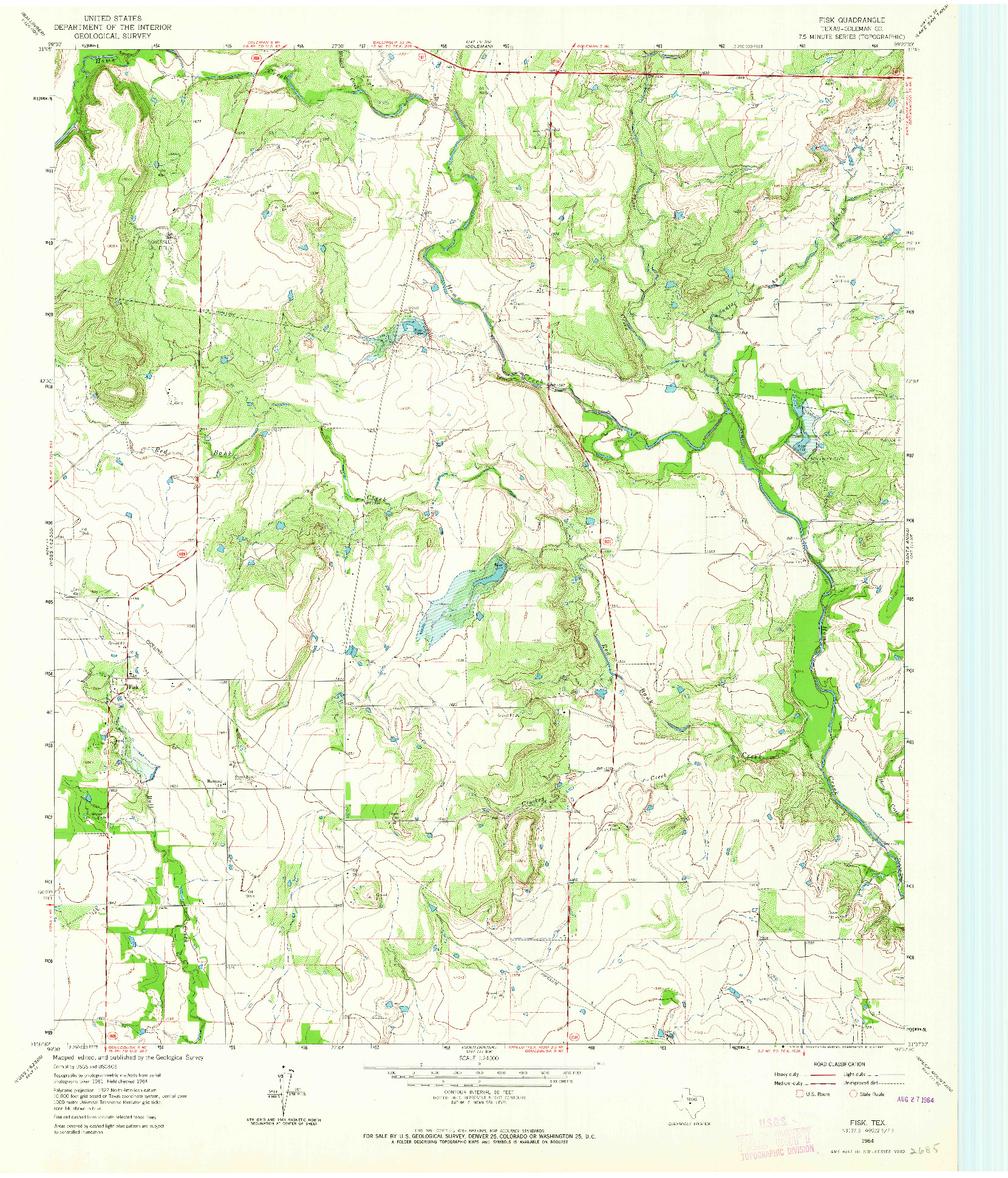 USGS 1:24000-SCALE QUADRANGLE FOR FISK, TX 1964