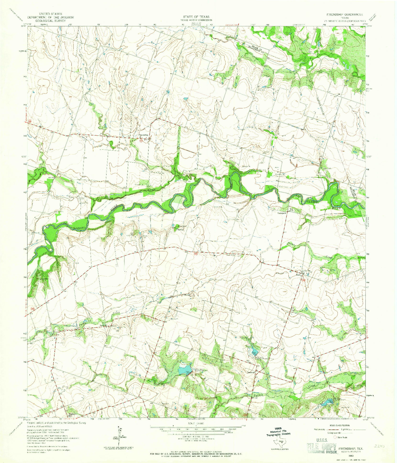 USGS 1:24000-SCALE QUADRANGLE FOR FRIENDSHIP, TX 1963