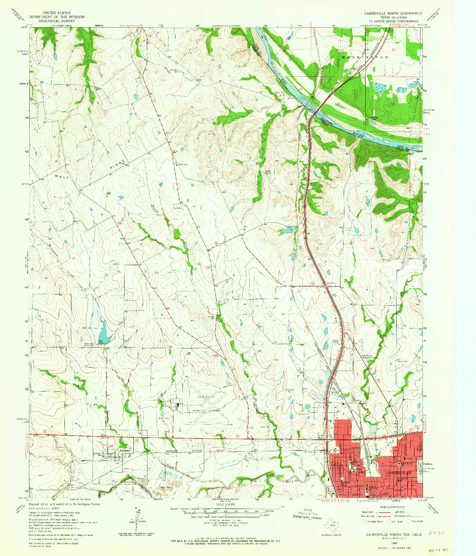 USGS 1:24000-SCALE QUADRANGLE FOR GAINESVILLE NORTH, TX 1960