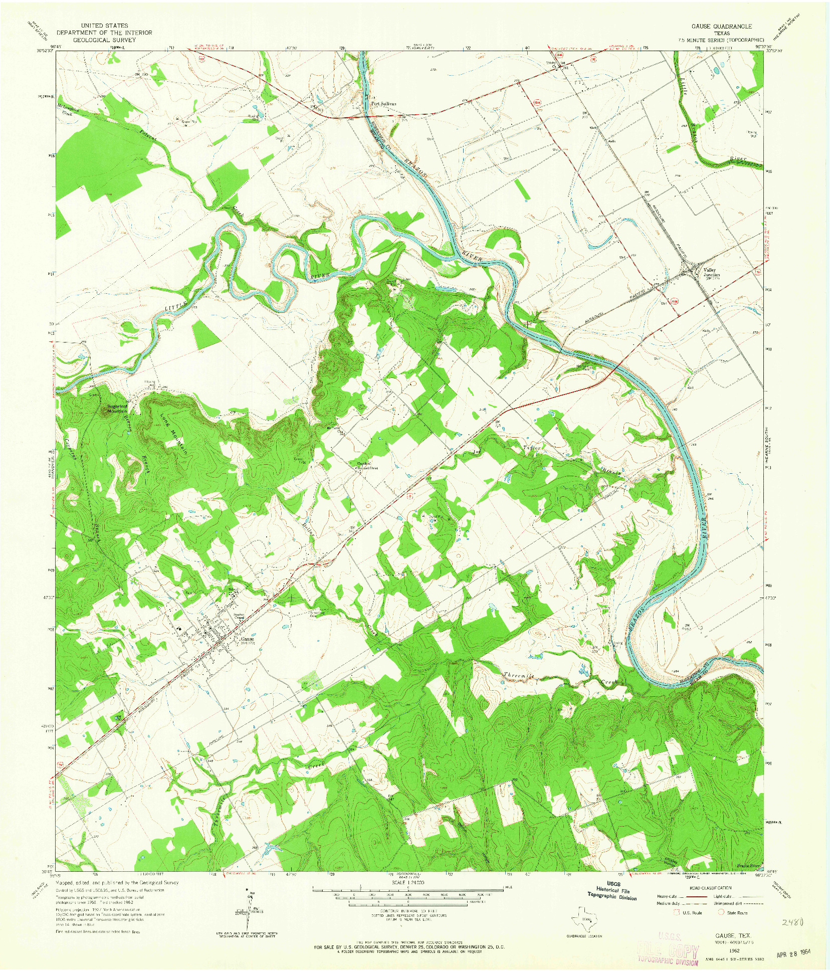 USGS 1:24000-SCALE QUADRANGLE FOR GAUSE, TX 1962