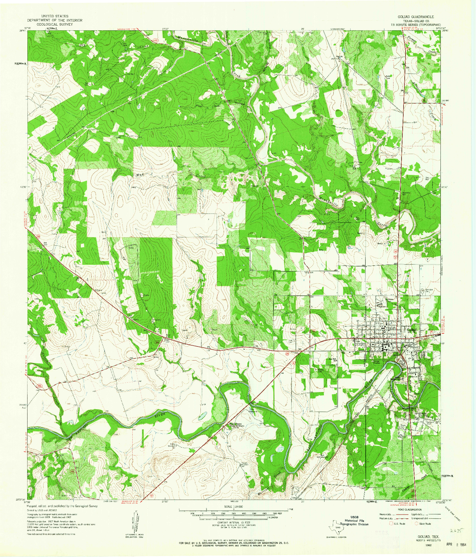 USGS 1:24000-SCALE QUADRANGLE FOR GOLIAD, TX 1962