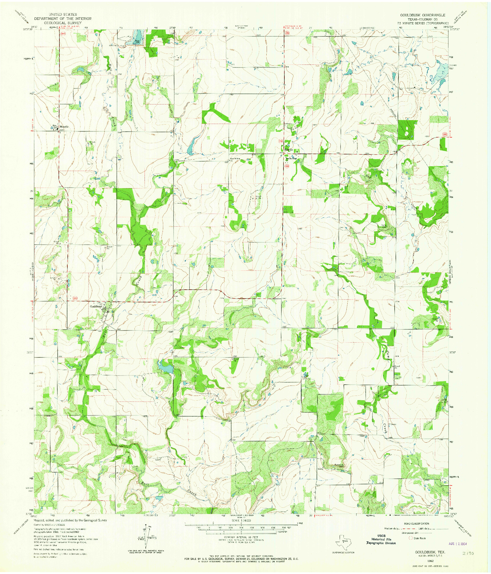 USGS 1:24000-SCALE QUADRANGLE FOR GOULDBUSK, TX 1962