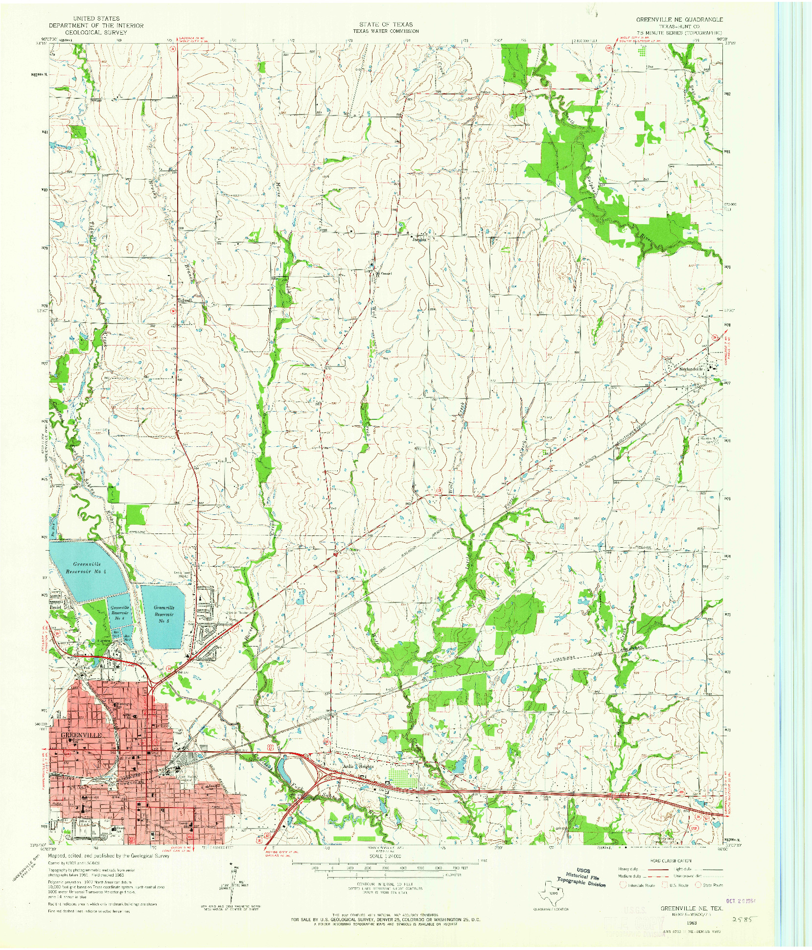 USGS 1:24000-SCALE QUADRANGLE FOR GREENVILLE NE, TX 1963