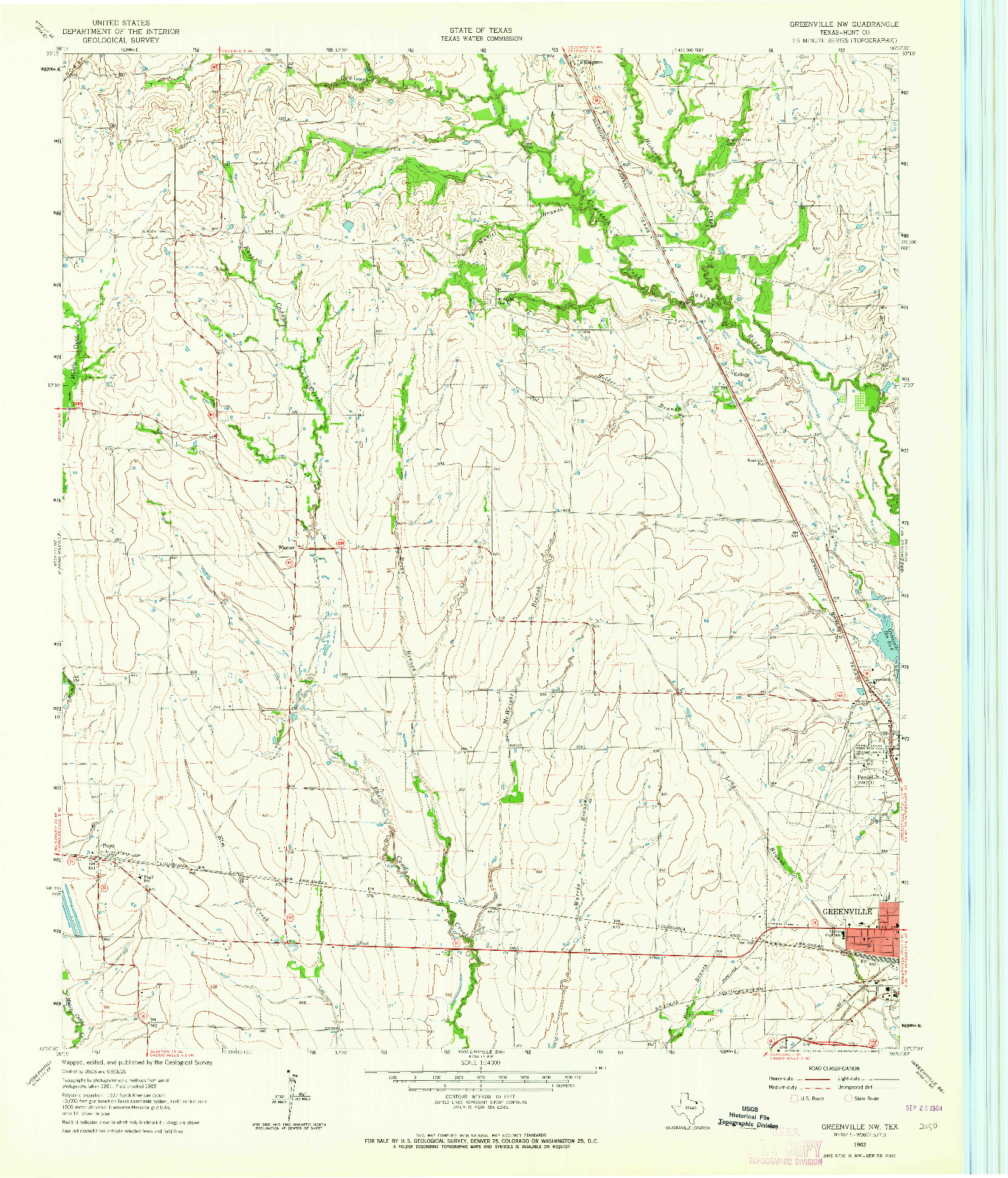 USGS 1:24000-SCALE QUADRANGLE FOR GREENVILLE NW, TX 1962
