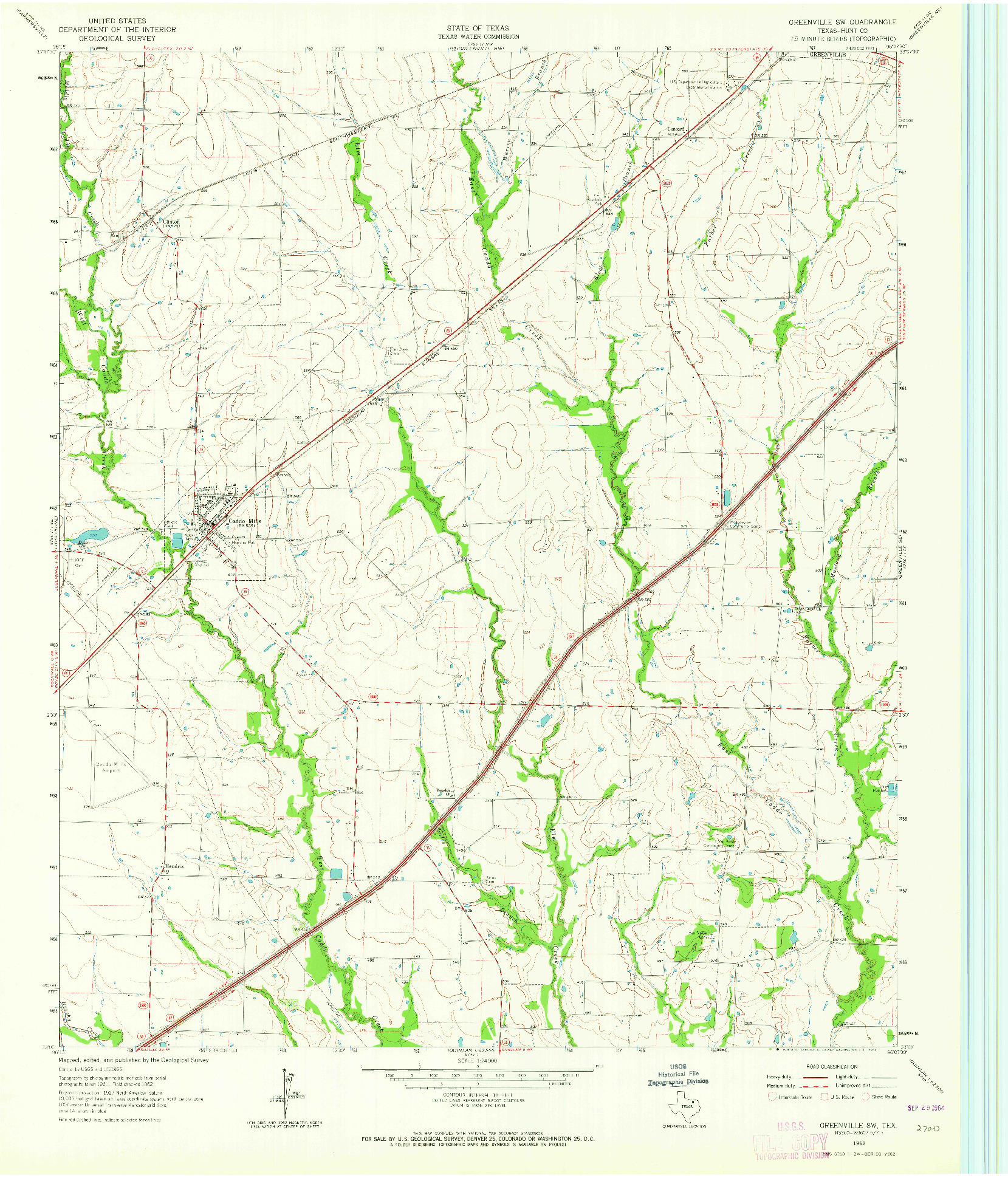 USGS 1:24000-SCALE QUADRANGLE FOR GREENVILLE SW, TX 1962