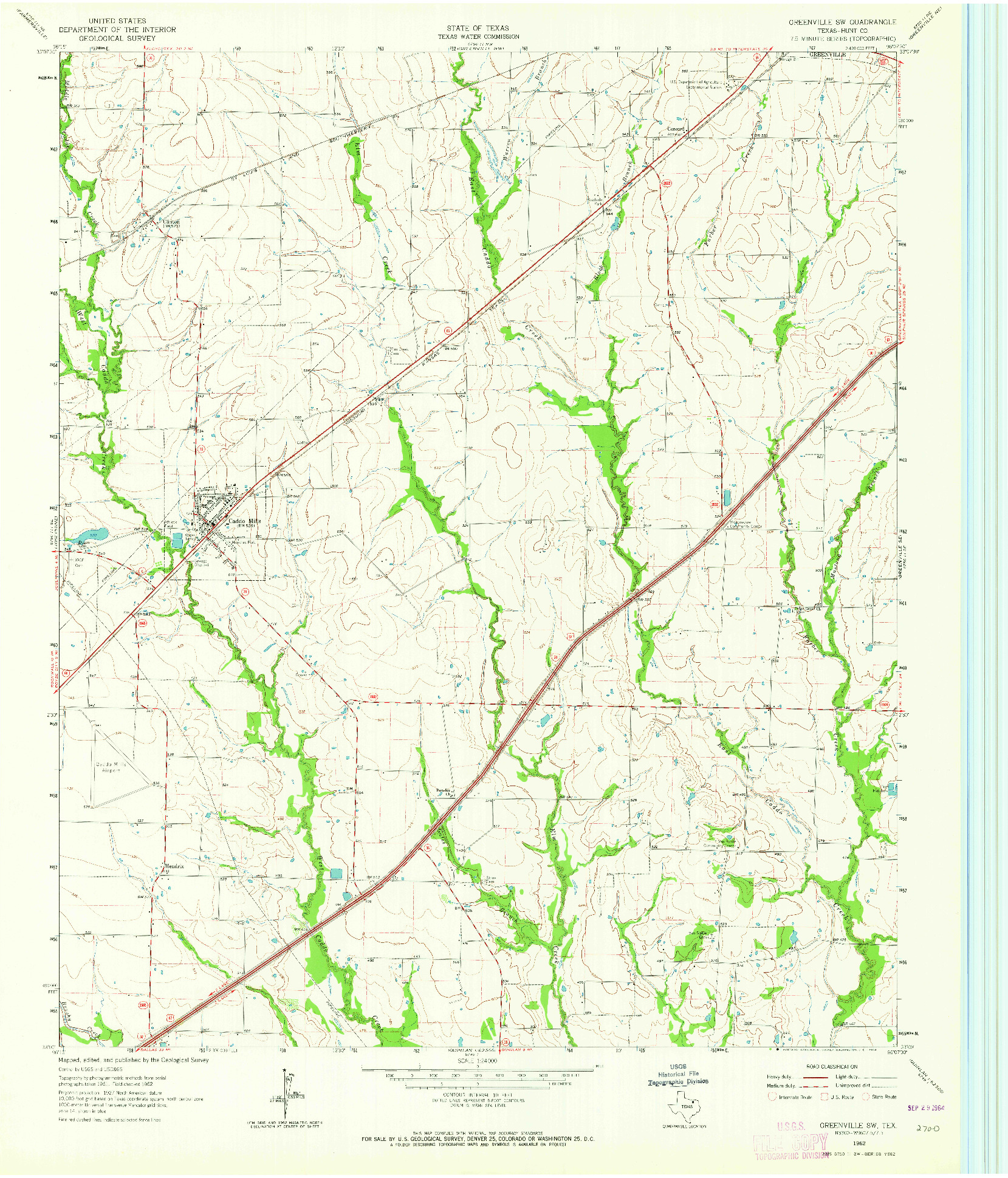USGS 1:24000-SCALE QUADRANGLE FOR GREENVILLE SW, TX 1962