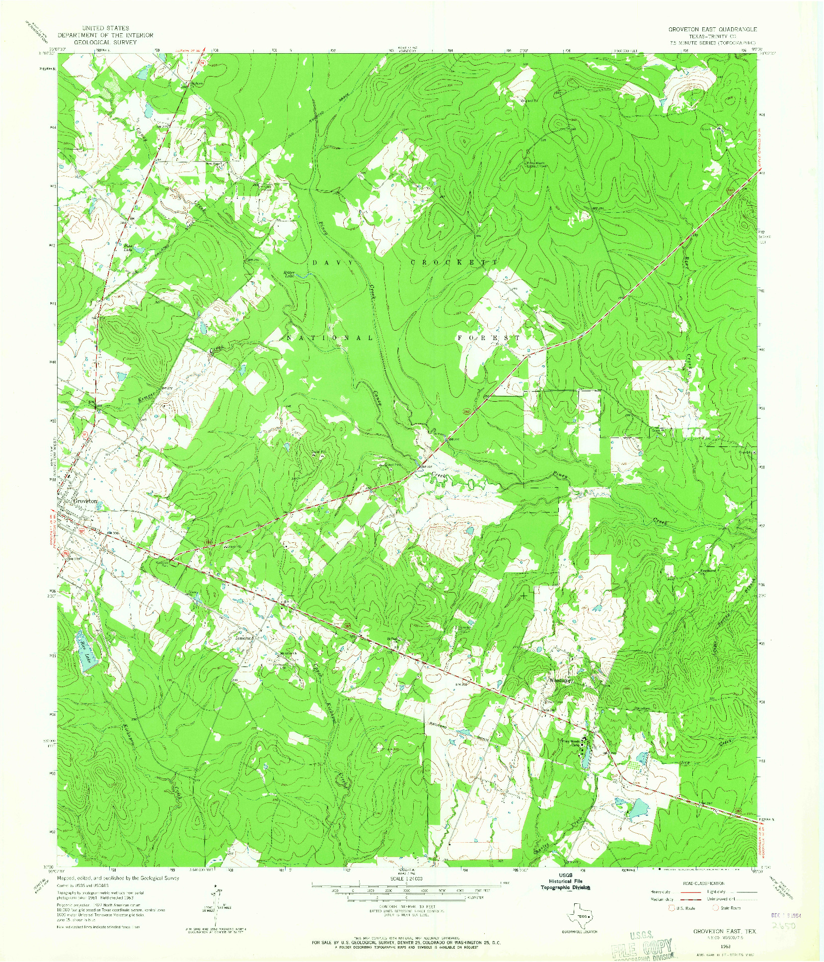 USGS 1:24000-SCALE QUADRANGLE FOR GROVETON EAST, TX 1963