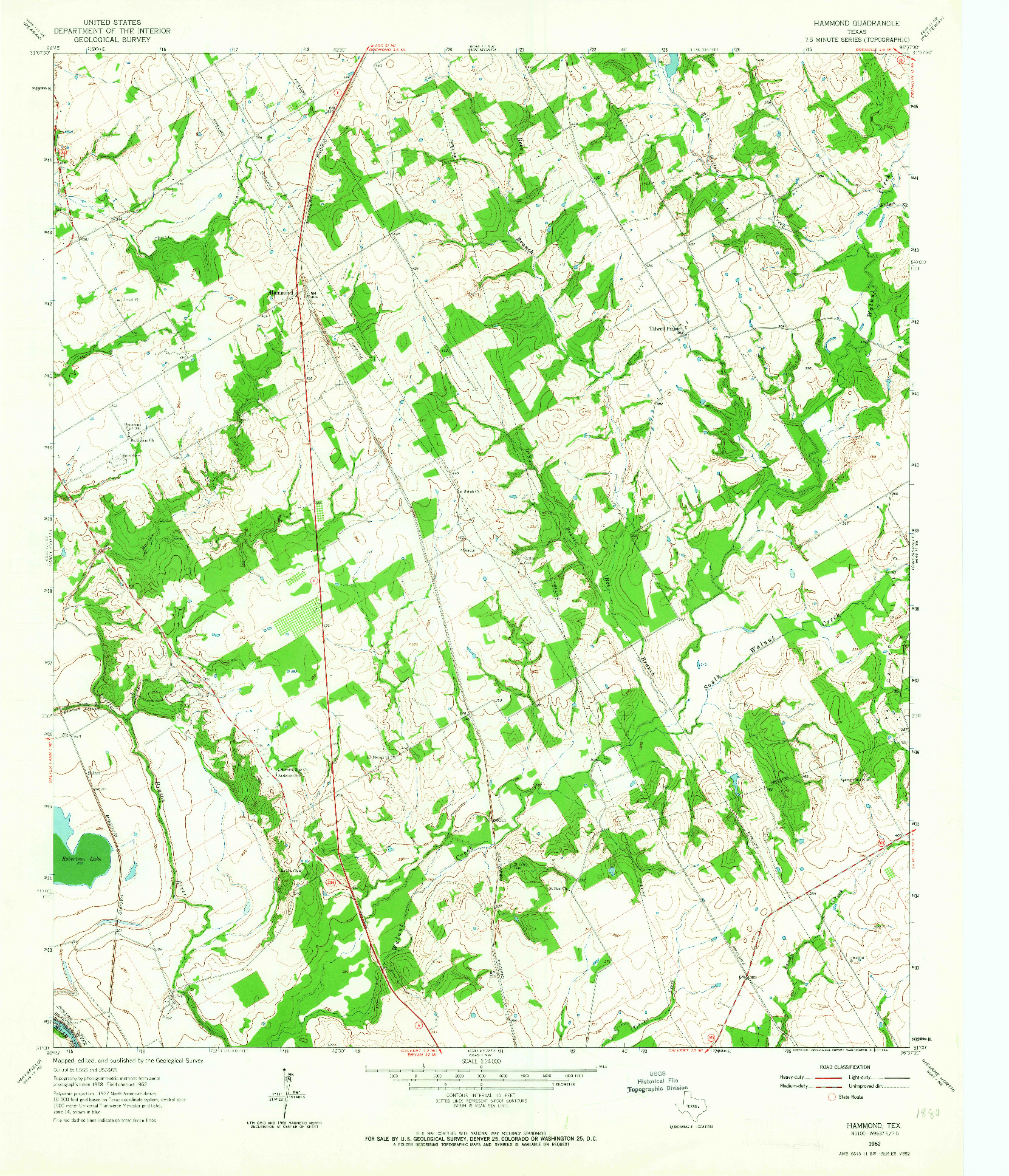 USGS 1:24000-SCALE QUADRANGLE FOR HAMMOND, TX 1962