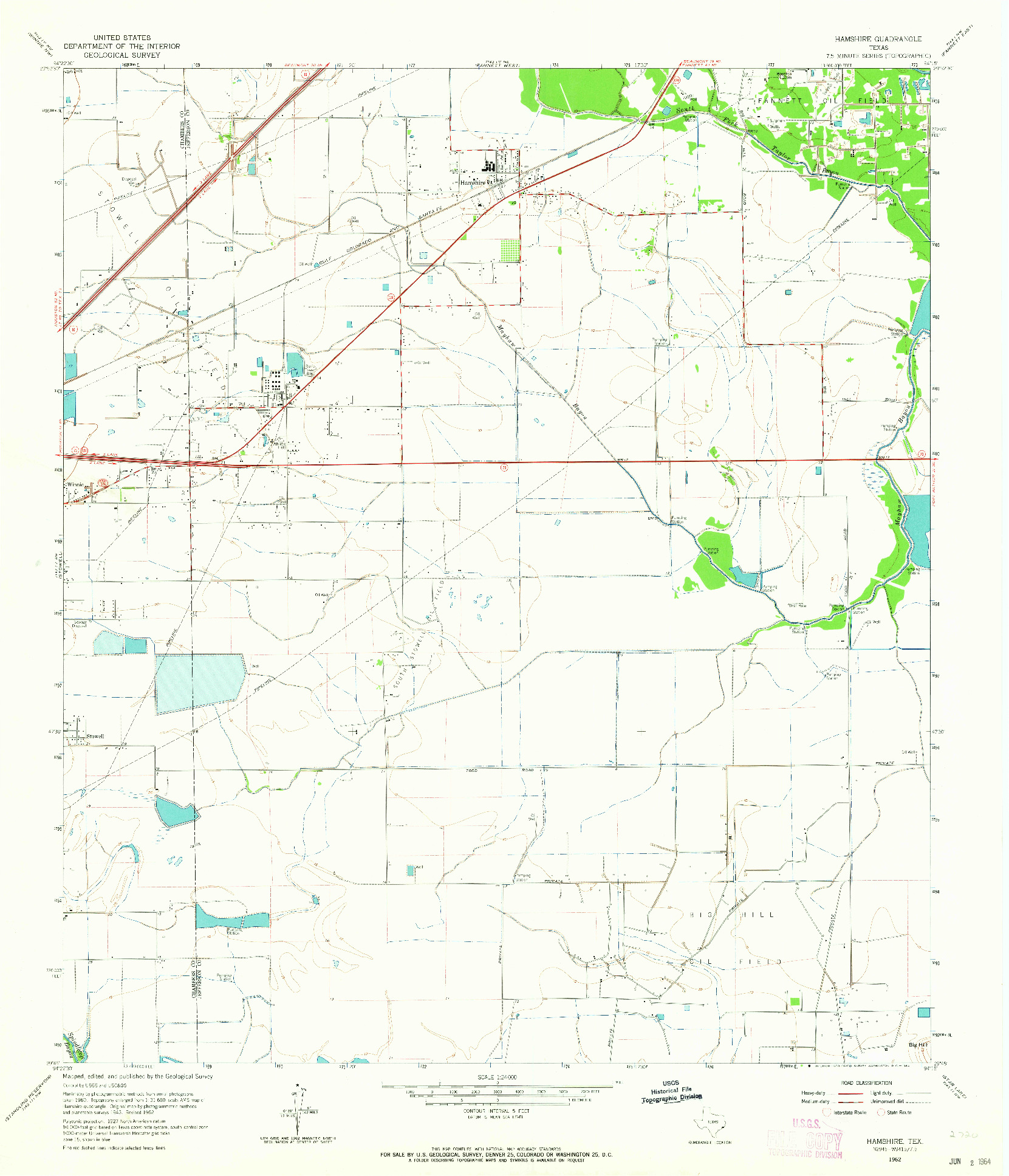 USGS 1:24000-SCALE QUADRANGLE FOR HAMSHIRE, TX 1962