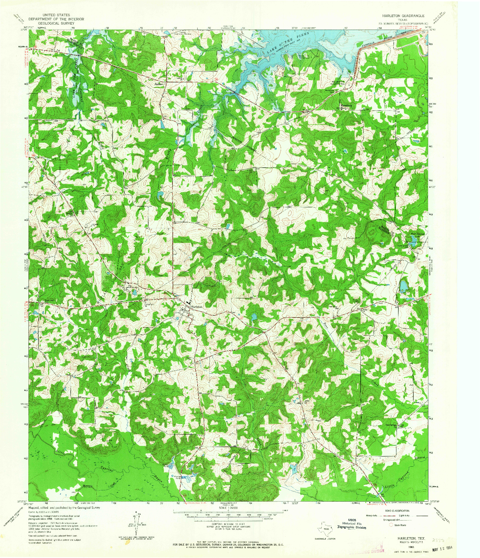 USGS 1:24000-SCALE QUADRANGLE FOR HARLETON, TX 1961