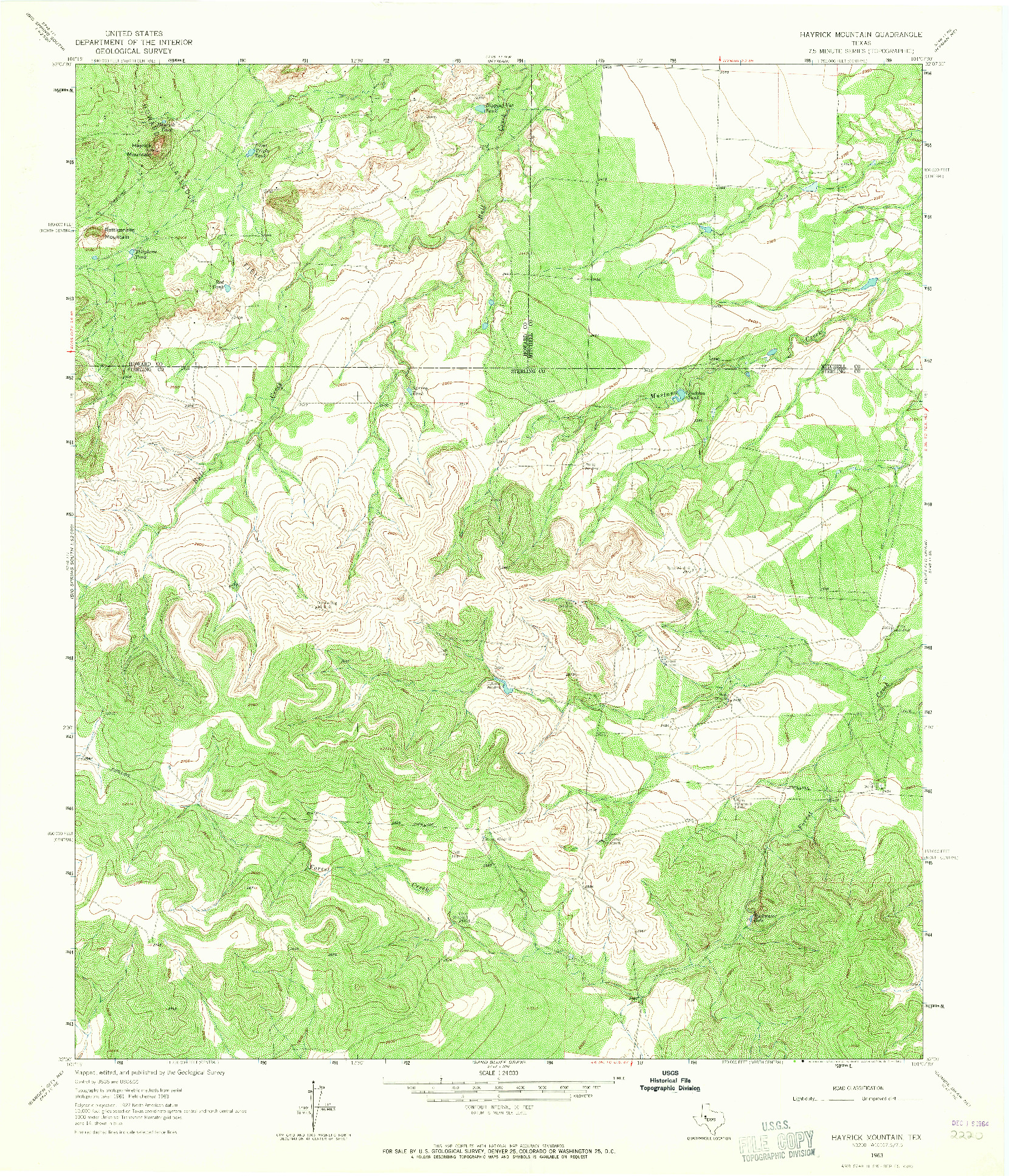USGS 1:24000-SCALE QUADRANGLE FOR HAYRICK MOUNTAIN, TX 1963