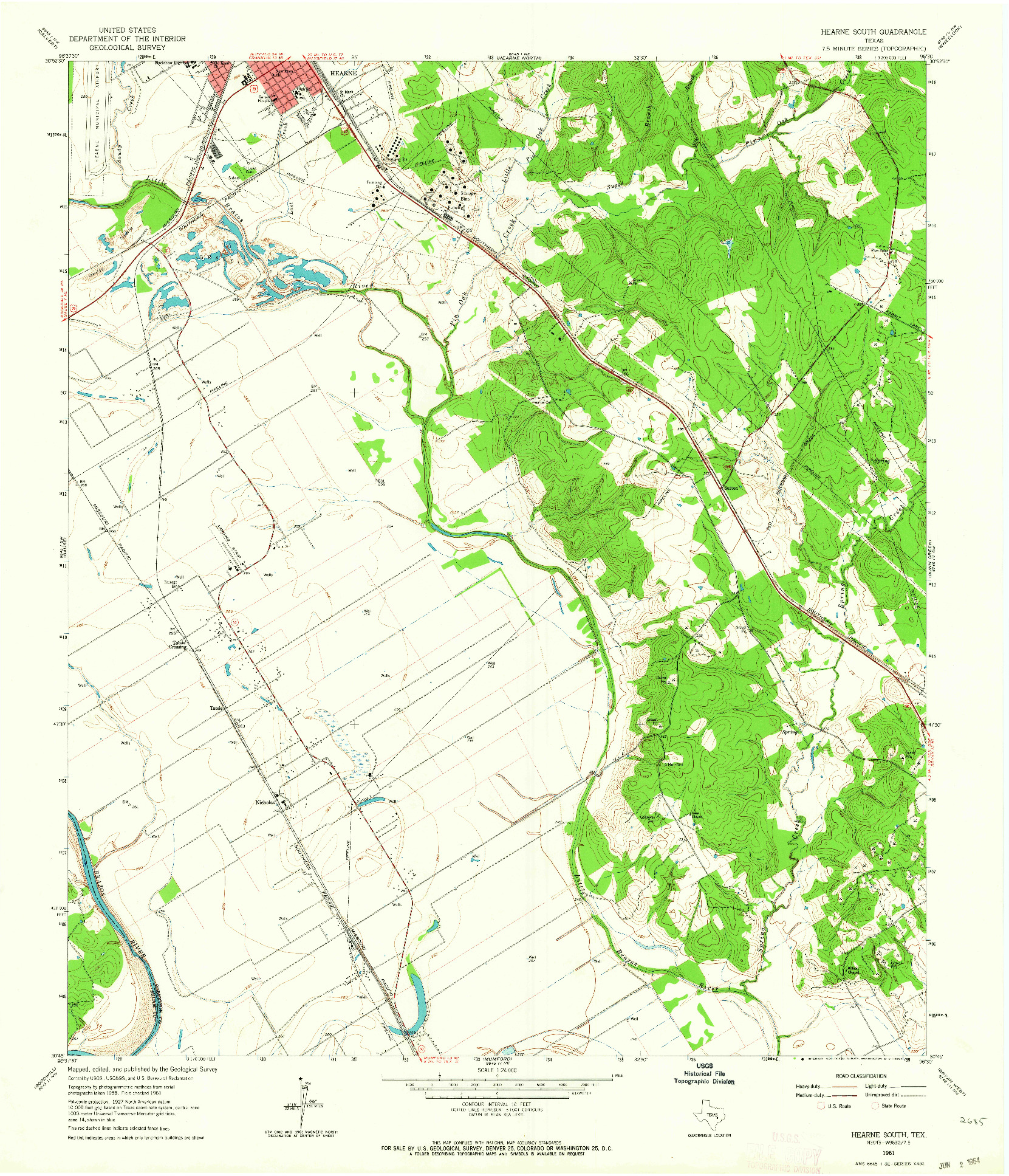 USGS 1:24000-SCALE QUADRANGLE FOR HEARNE SOUTH, TX 1961