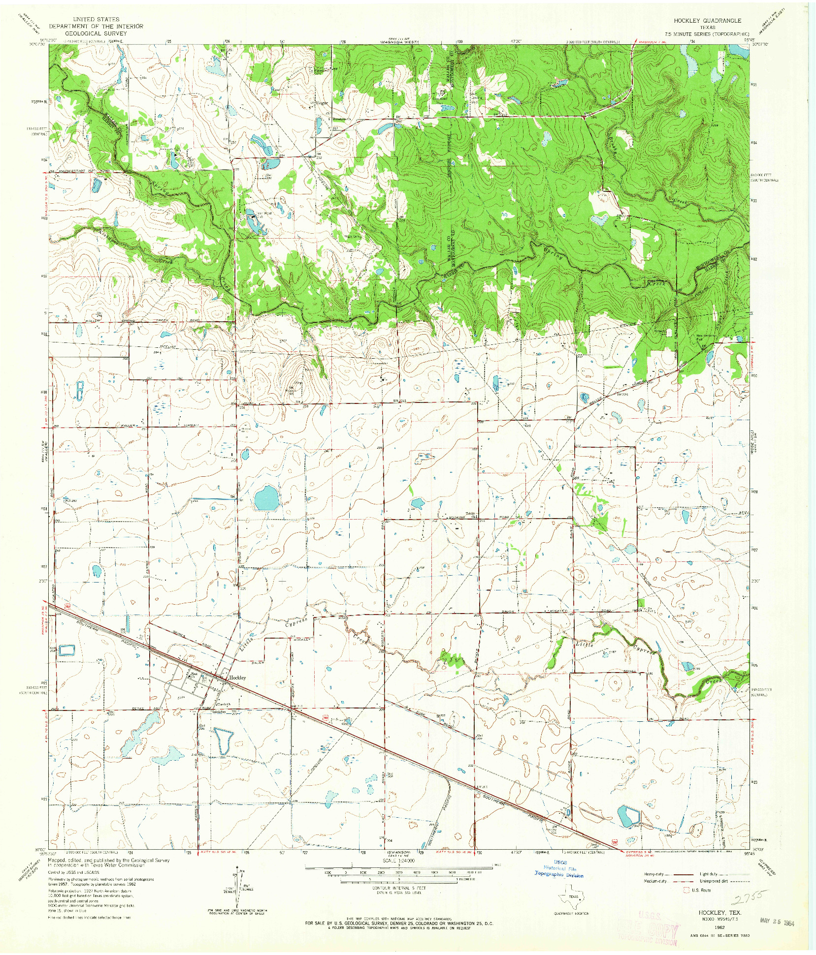 USGS 1:24000-SCALE QUADRANGLE FOR HOCKLEY, TX 1962