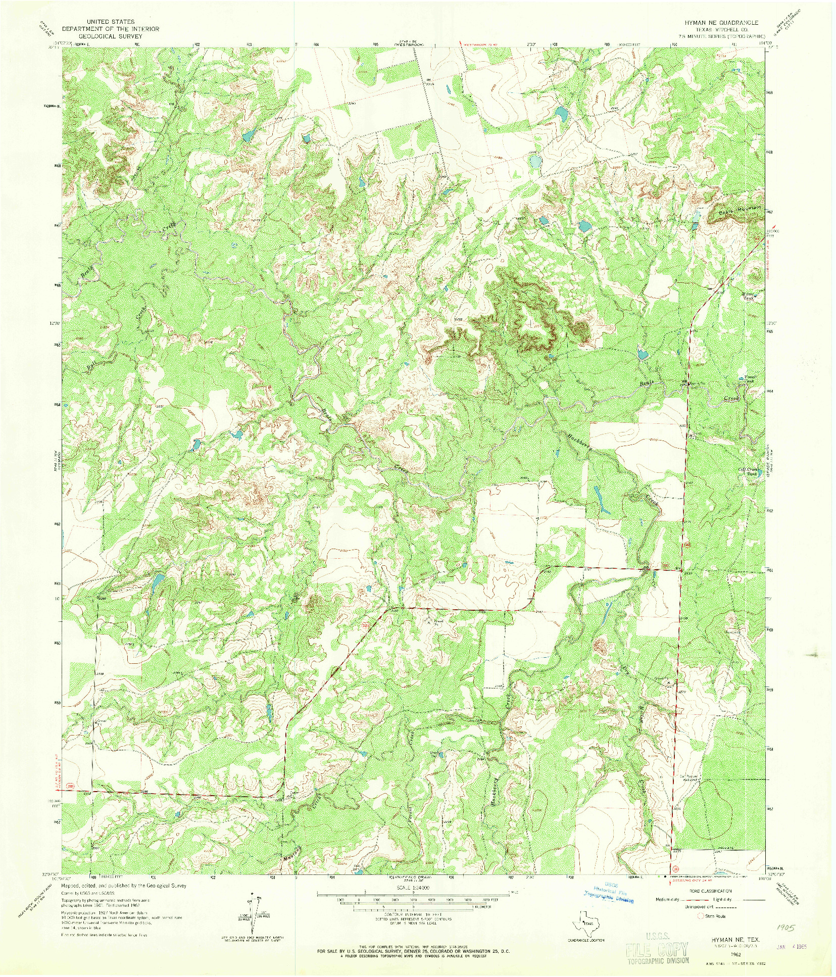 USGS 1:24000-SCALE QUADRANGLE FOR HYMAN NE, TX 1962