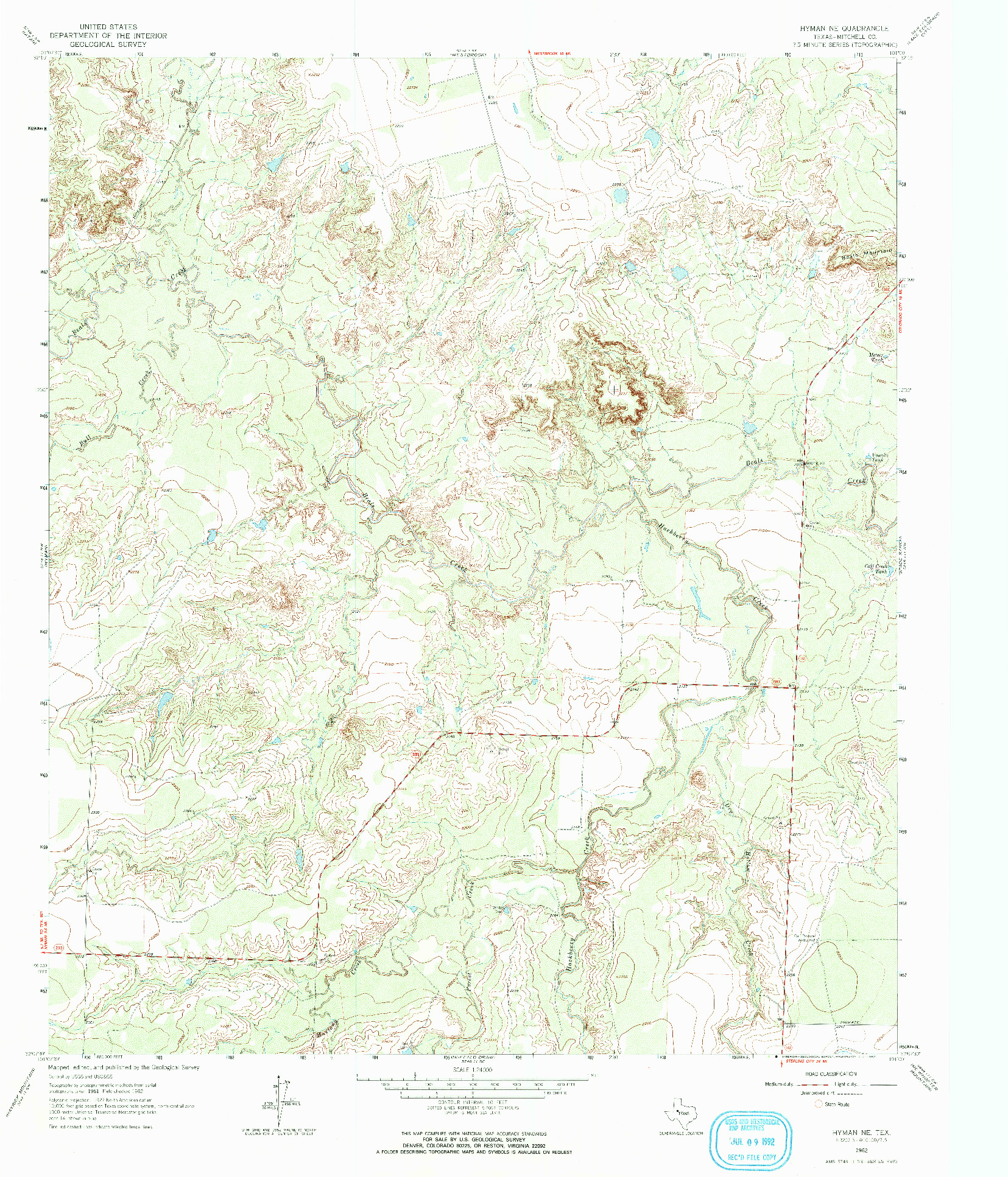 USGS 1:24000-SCALE QUADRANGLE FOR HYMAN NE, TX 1962