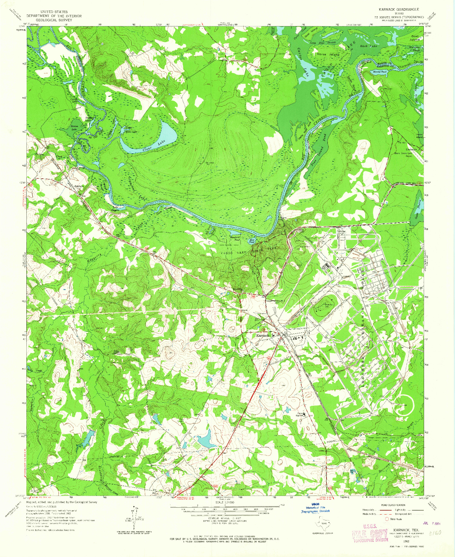 USGS 1:24000-SCALE QUADRANGLE FOR KARNACK, TX 1962