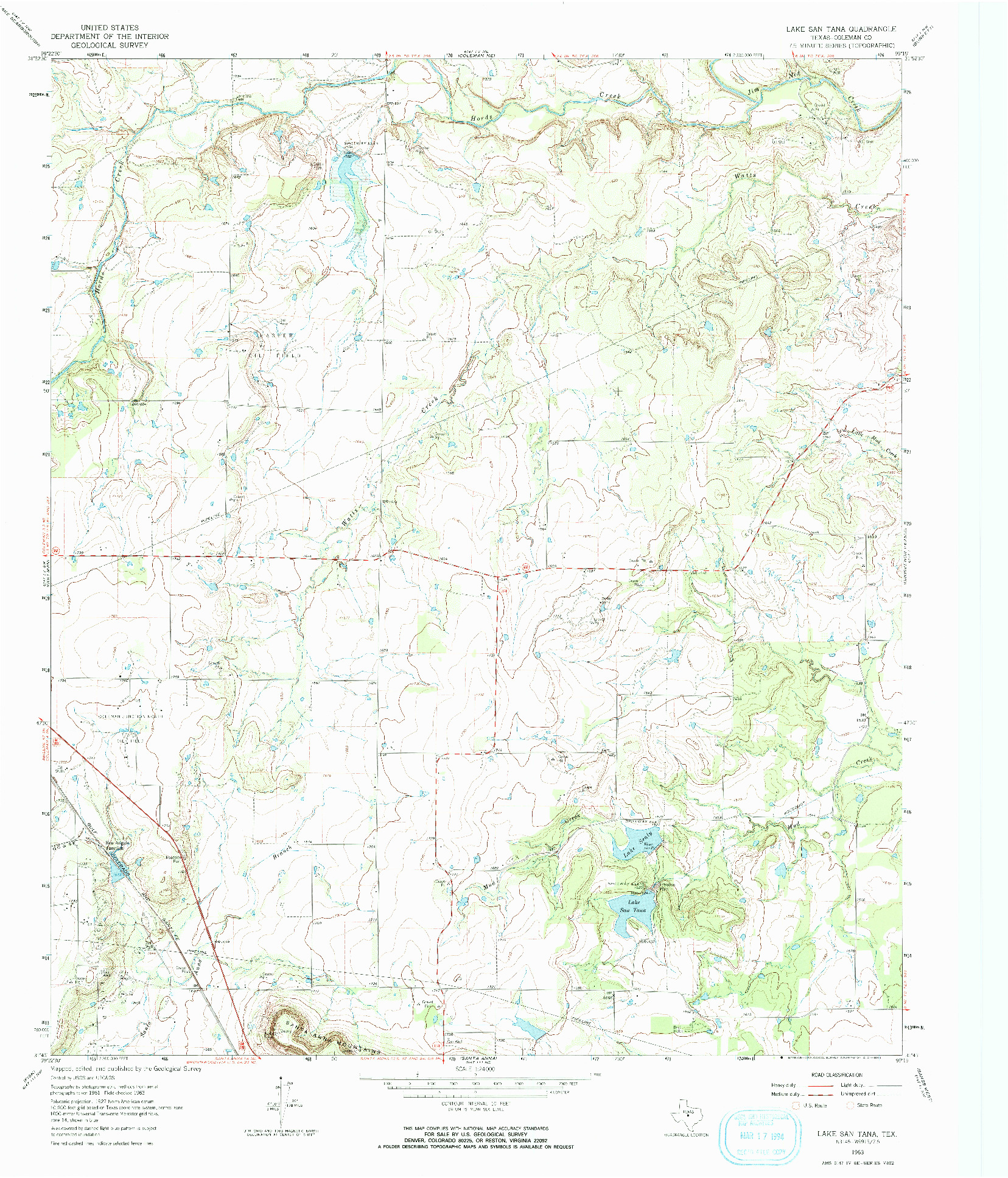 USGS 1:24000-SCALE QUADRANGLE FOR LAKE SAN TANA, TX 1963