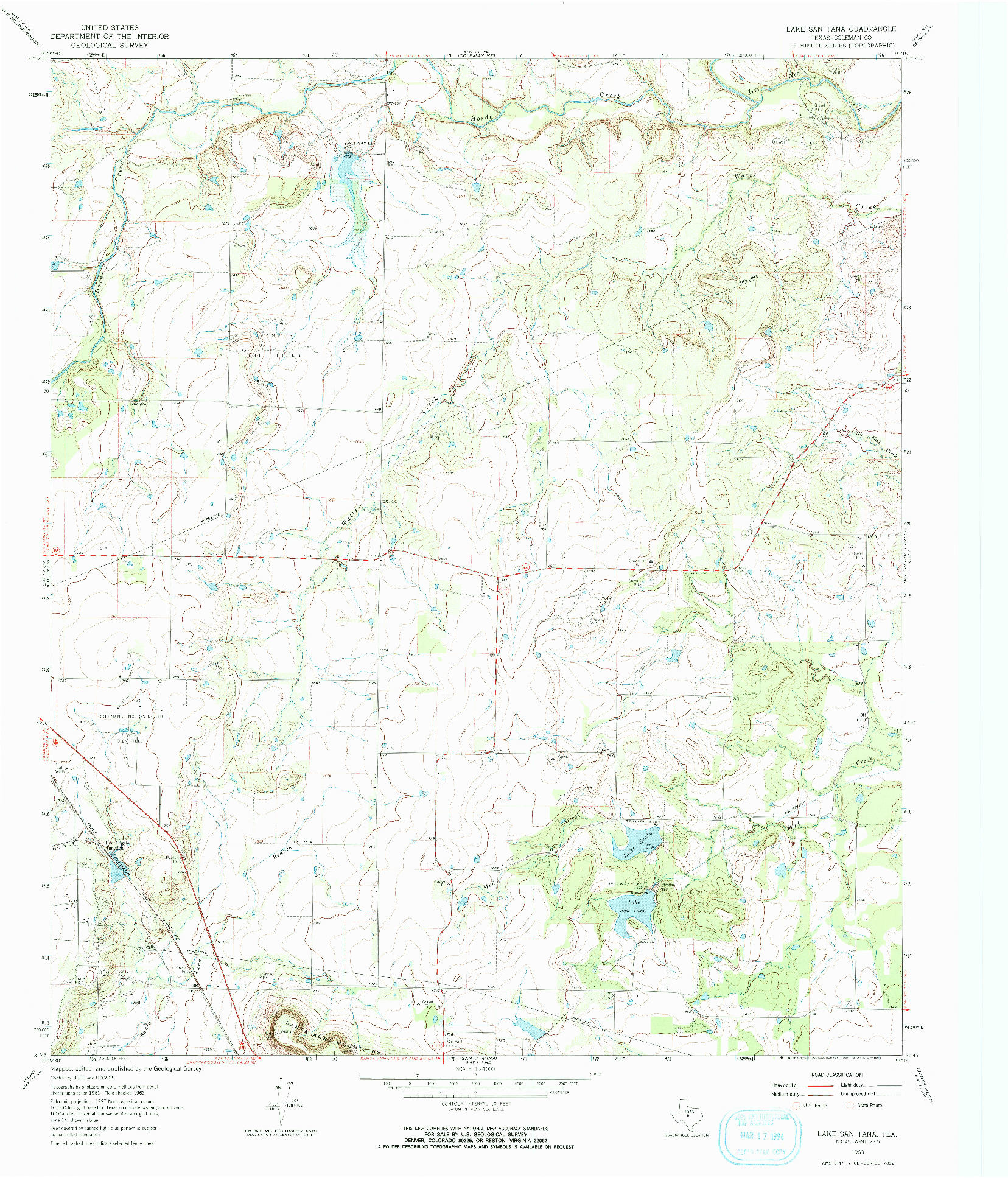 USGS 1:24000-SCALE QUADRANGLE FOR LAKE SAN TANA, TX 1963