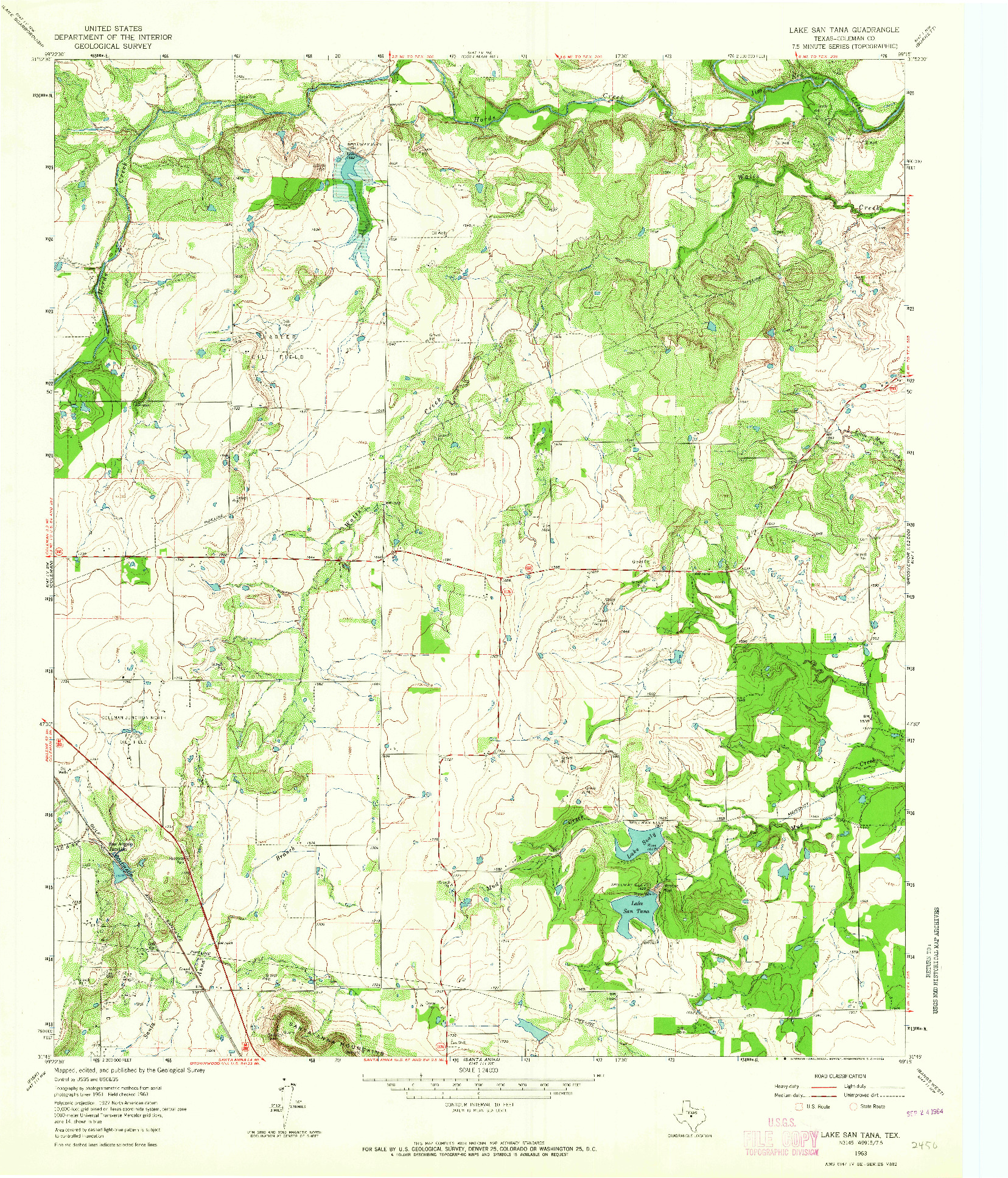 USGS 1:24000-SCALE QUADRANGLE FOR LAKE SAN TANA, TX 1963