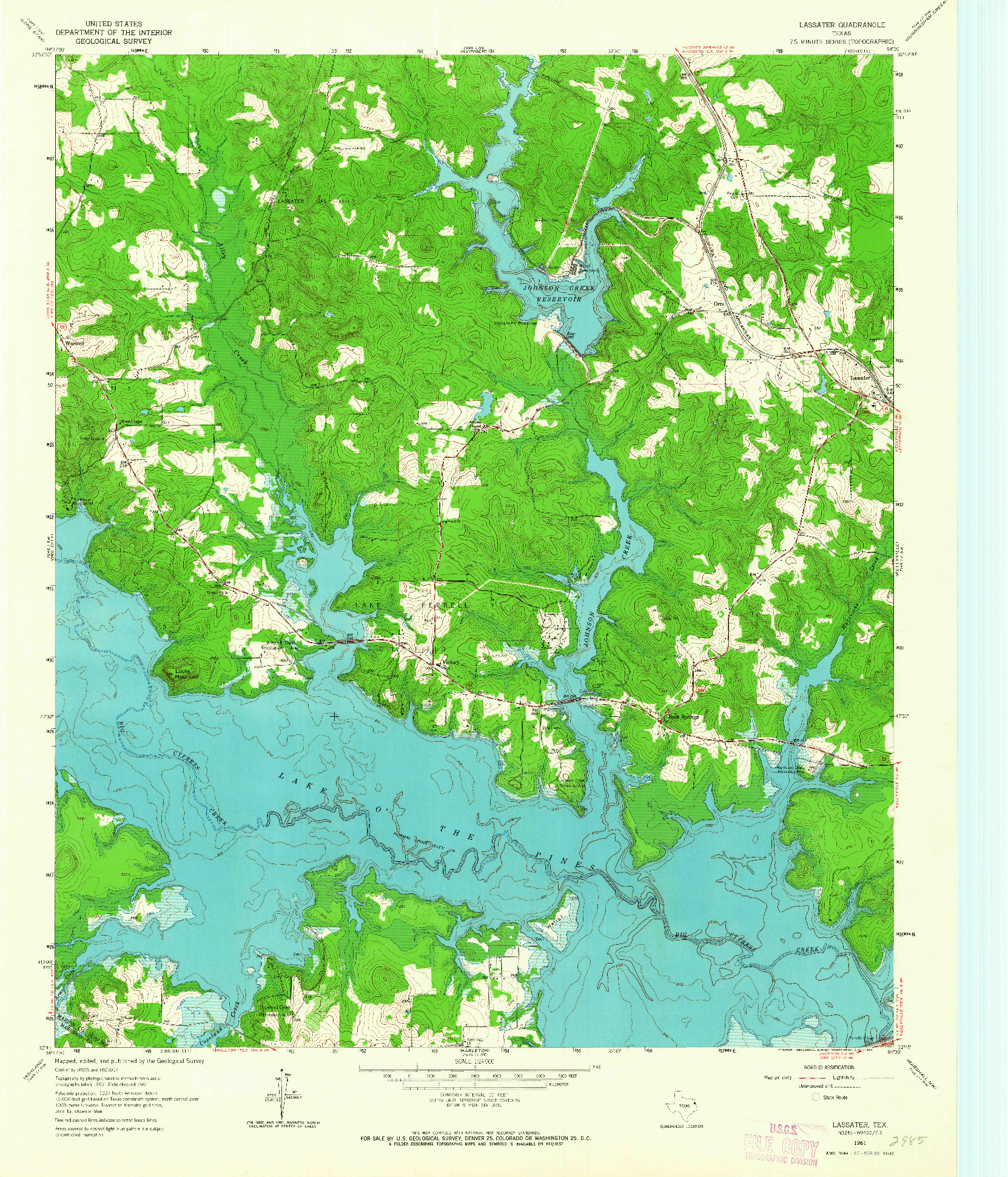 USGS 1:24000-SCALE QUADRANGLE FOR LASSATER, TX 1961