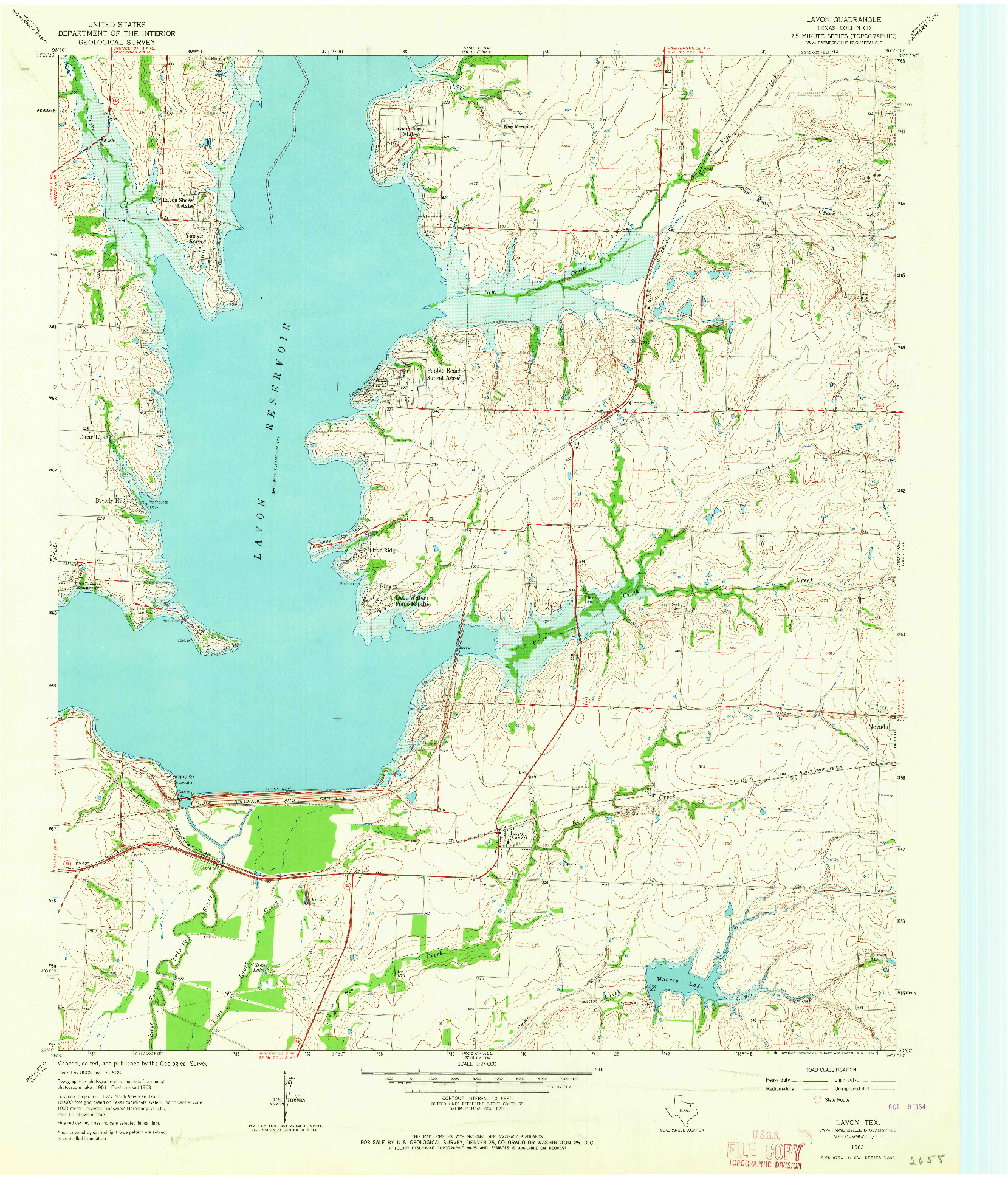 USGS 1:24000-SCALE QUADRANGLE FOR LAVON, TX 1963