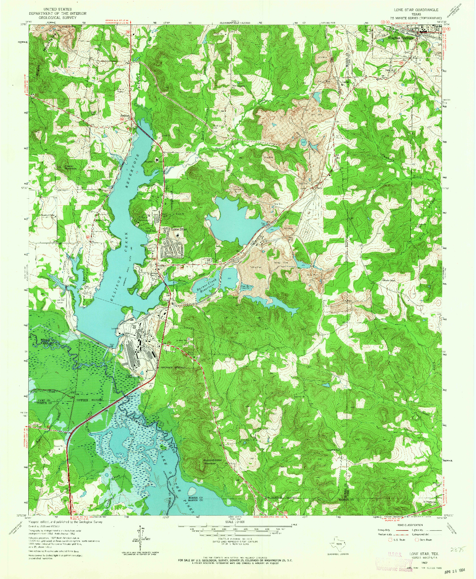 USGS 1:24000-SCALE QUADRANGLE FOR LONE STAR, TX 1962