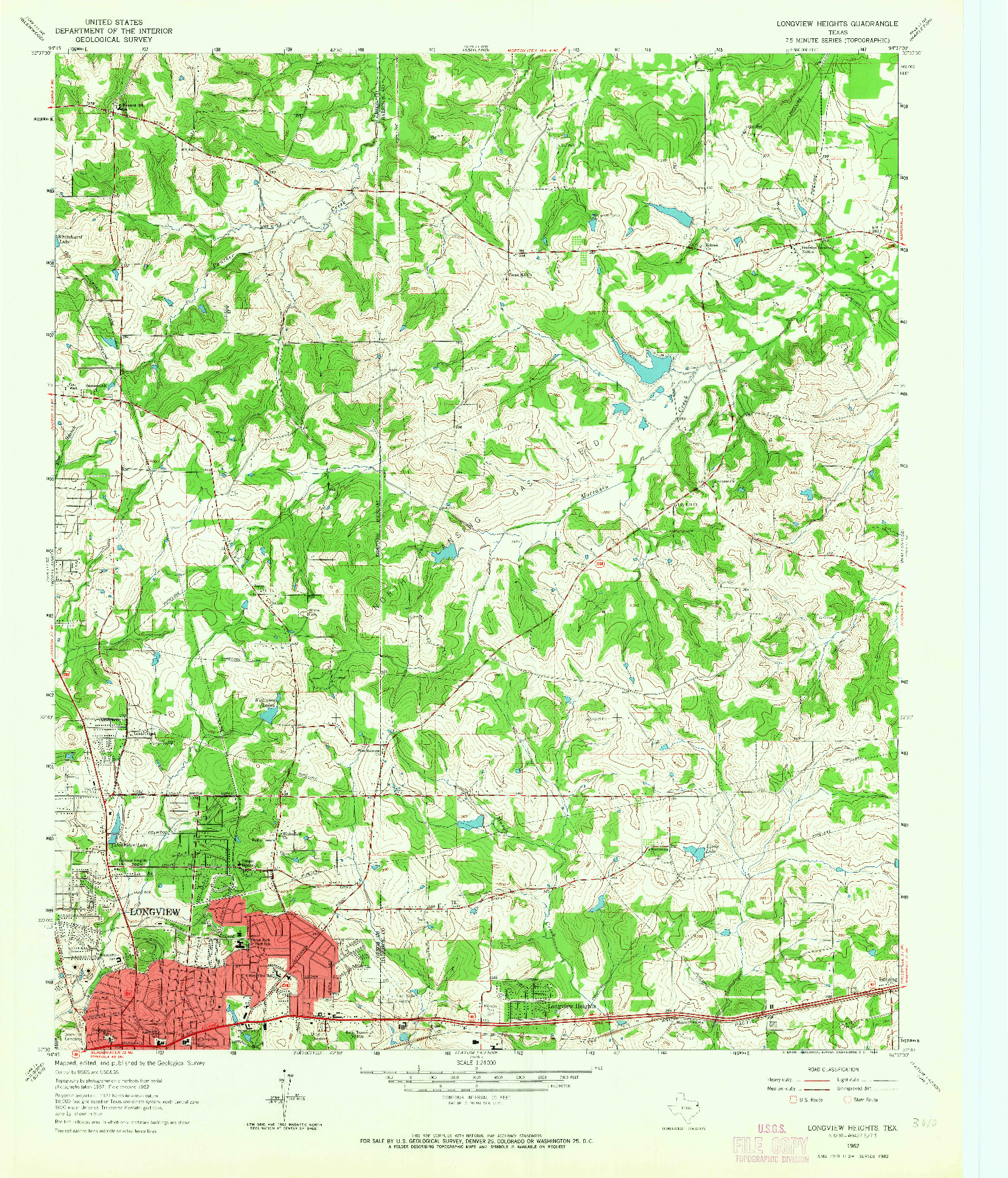 USGS 1:24000-SCALE QUADRANGLE FOR LONGVIEW HEIGHTS, TX 1962