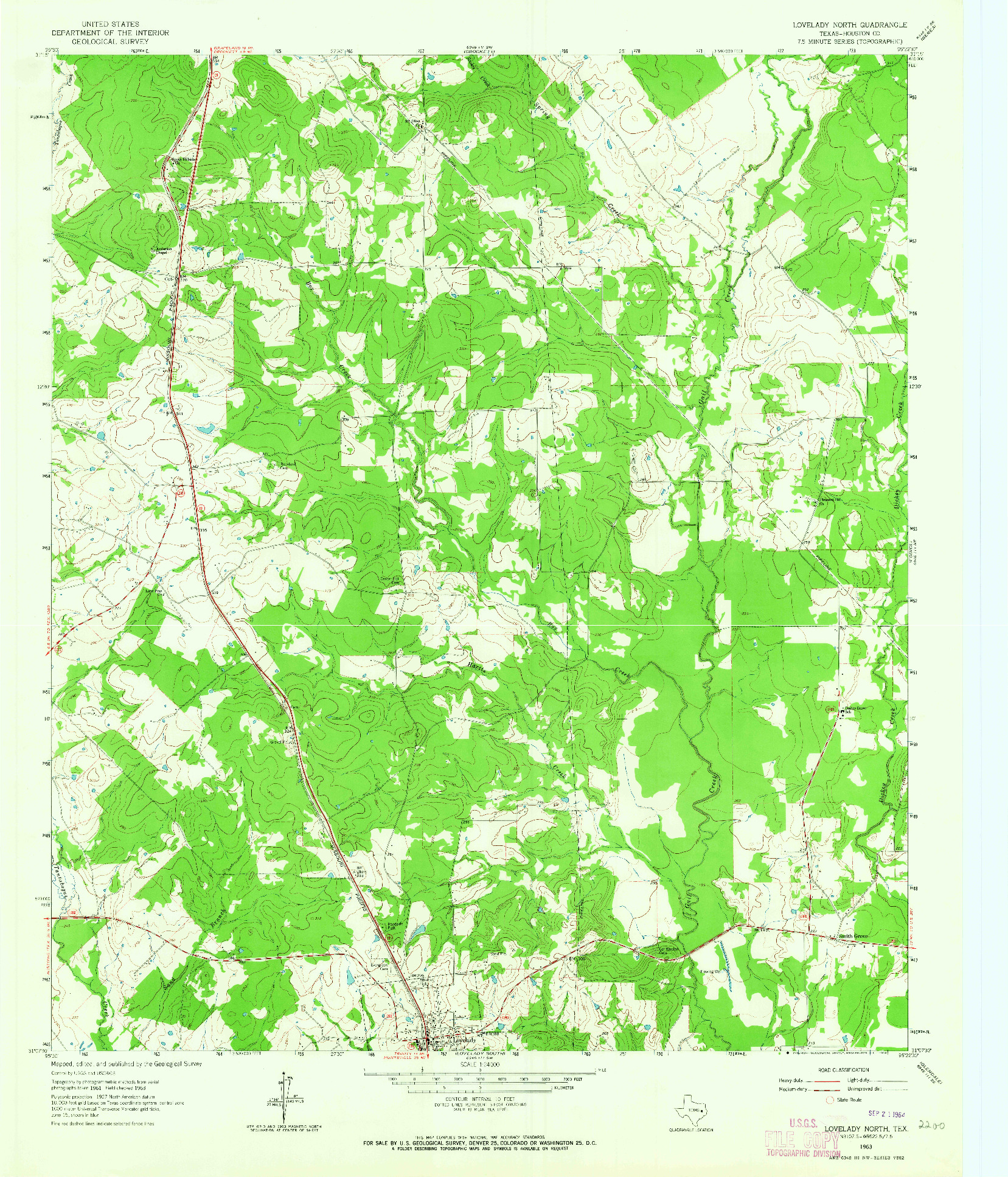 USGS 1:24000-SCALE QUADRANGLE FOR LOVELADY NORTH, TX 1963