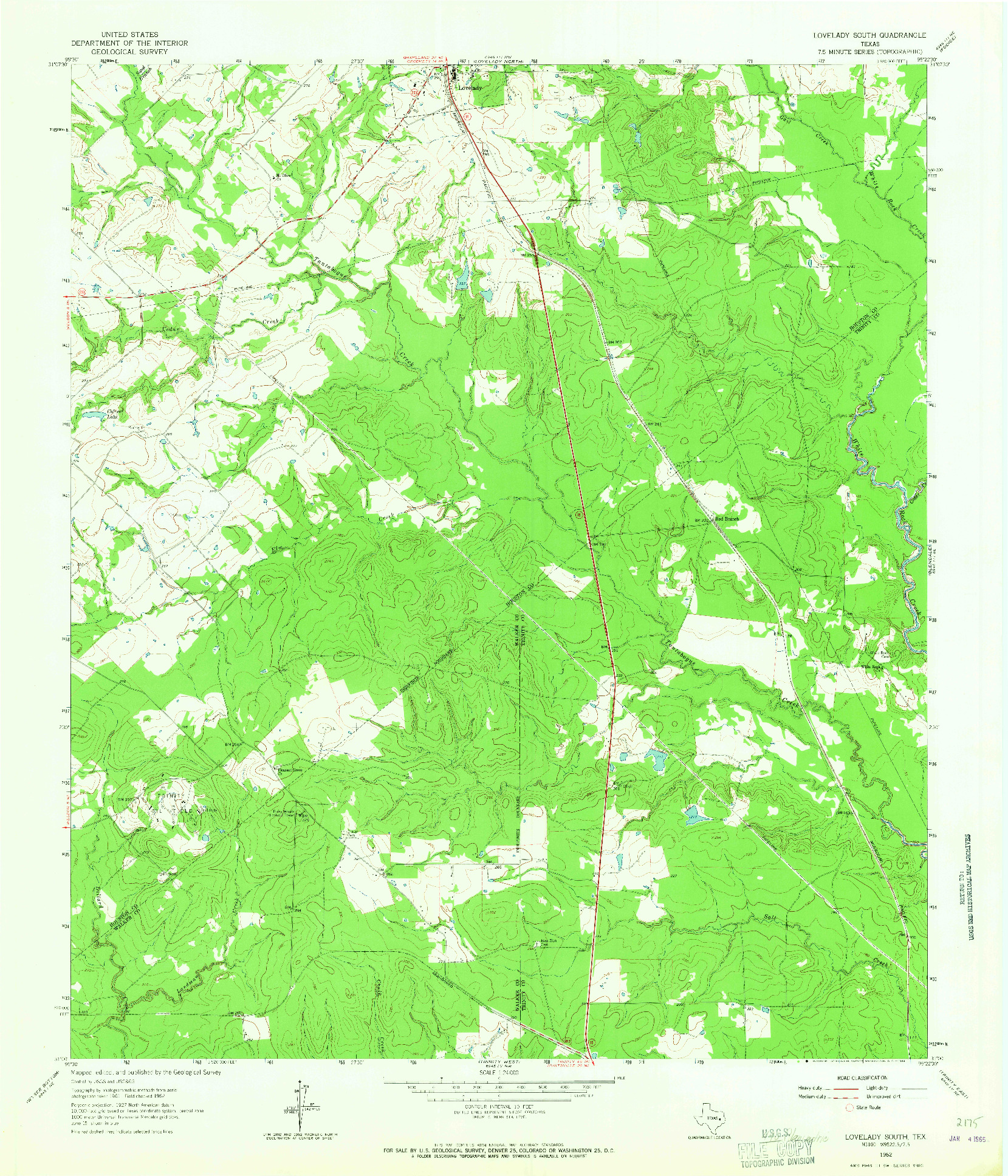 USGS 1:24000-SCALE QUADRANGLE FOR LOVELADY SOUTH, TX 1962