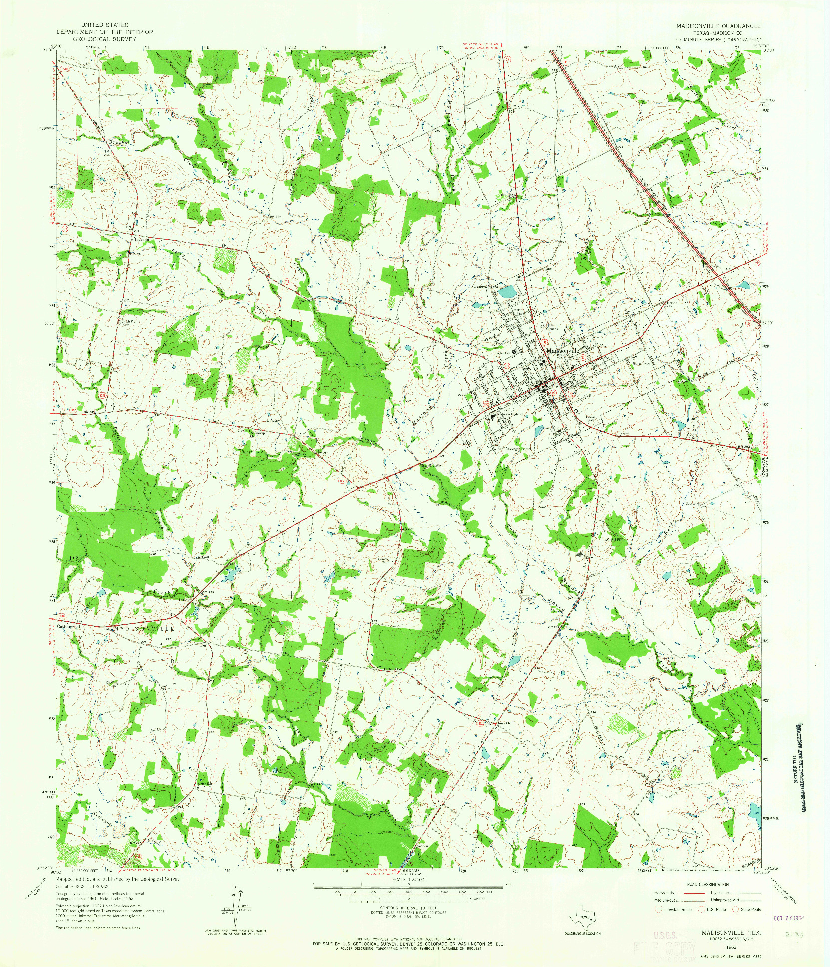 USGS 1:24000-SCALE QUADRANGLE FOR MADISONVILLE, TX 1963