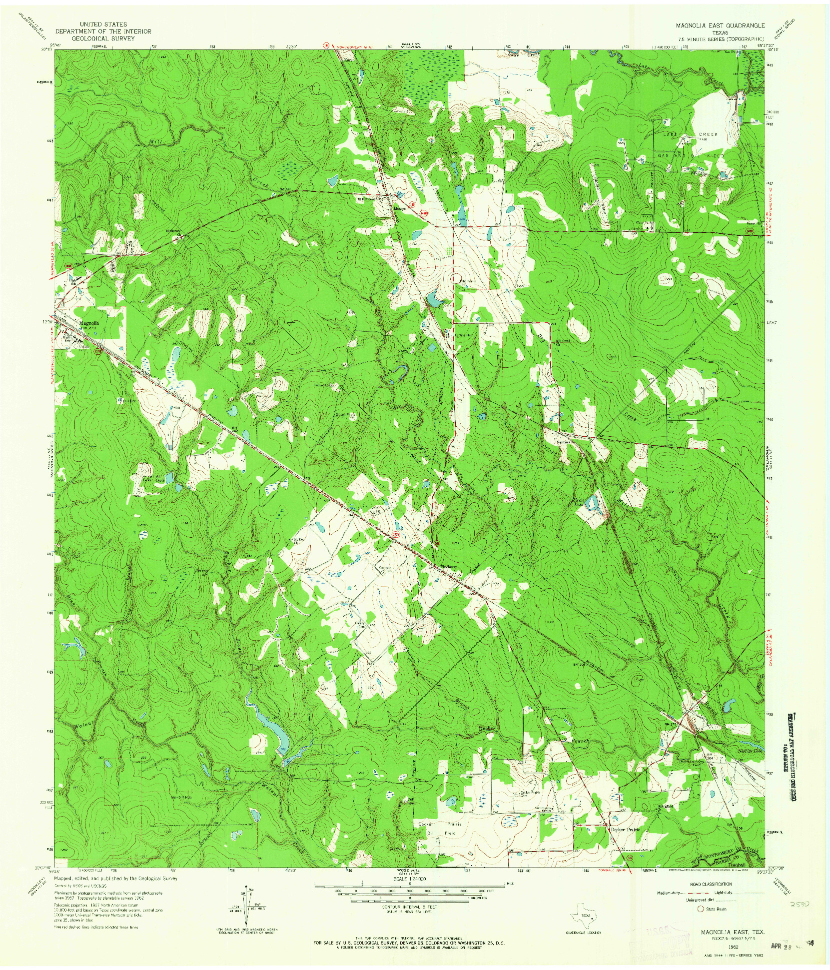 USGS 1:24000-SCALE QUADRANGLE FOR MAGNOLIA EAST, TX 1962