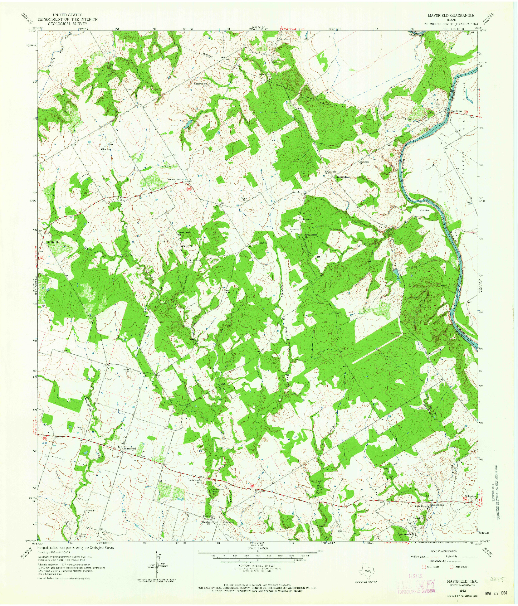 USGS 1:24000-SCALE QUADRANGLE FOR MAYSFIELD, TX 1962