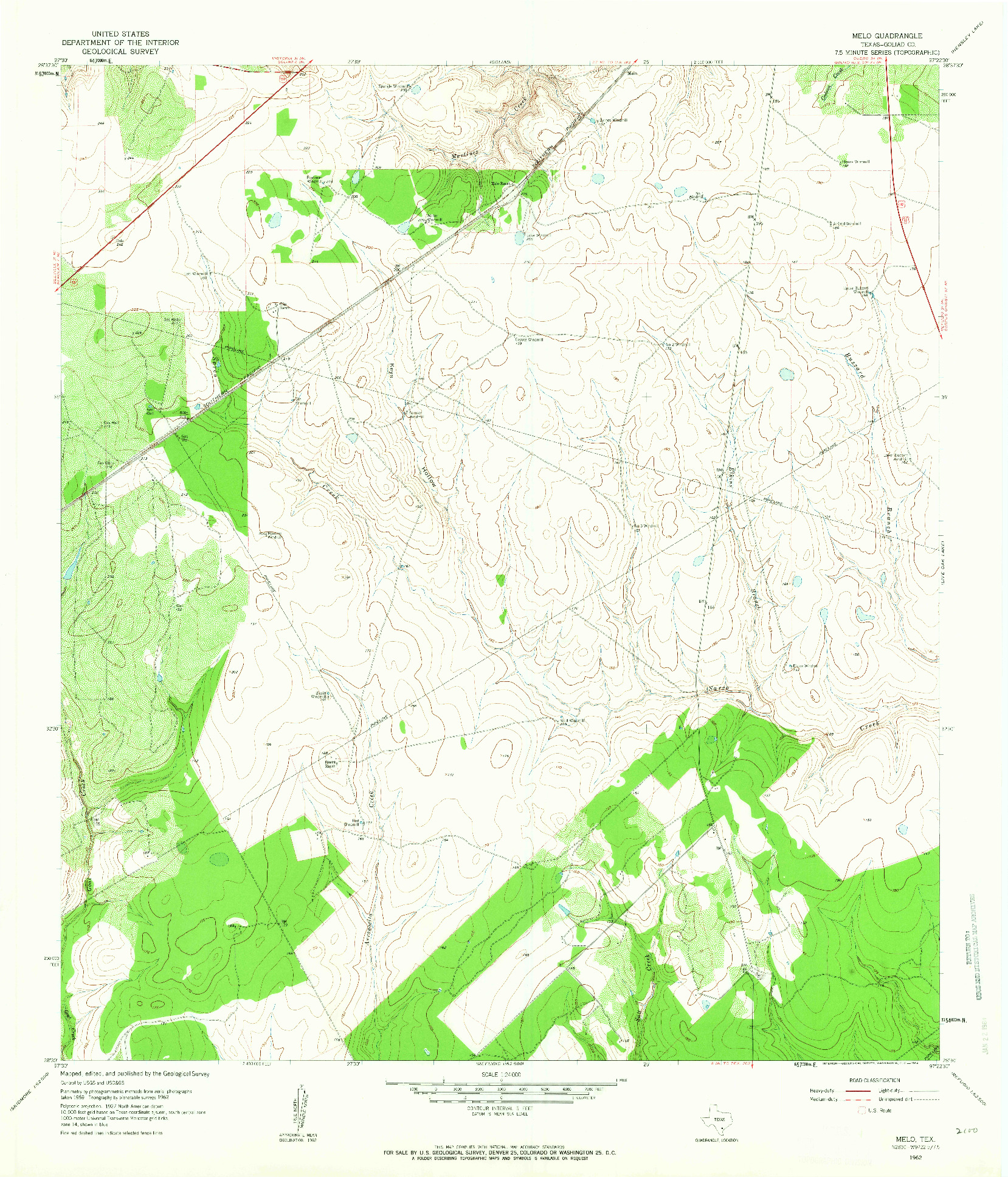 USGS 1:24000-SCALE QUADRANGLE FOR MELO, TX 1962