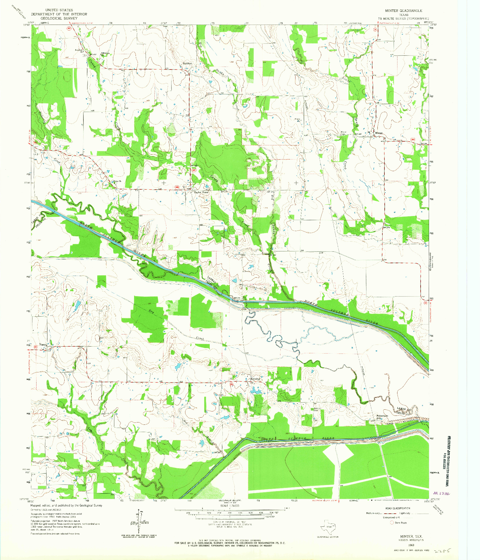 USGS 1:24000-SCALE QUADRANGLE FOR MINTER, TX 1963