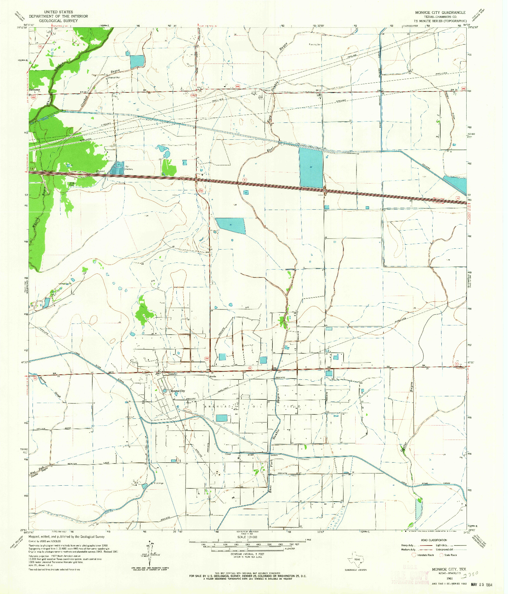 USGS 1:24000-SCALE QUADRANGLE FOR MONROE CITY, TX 1961