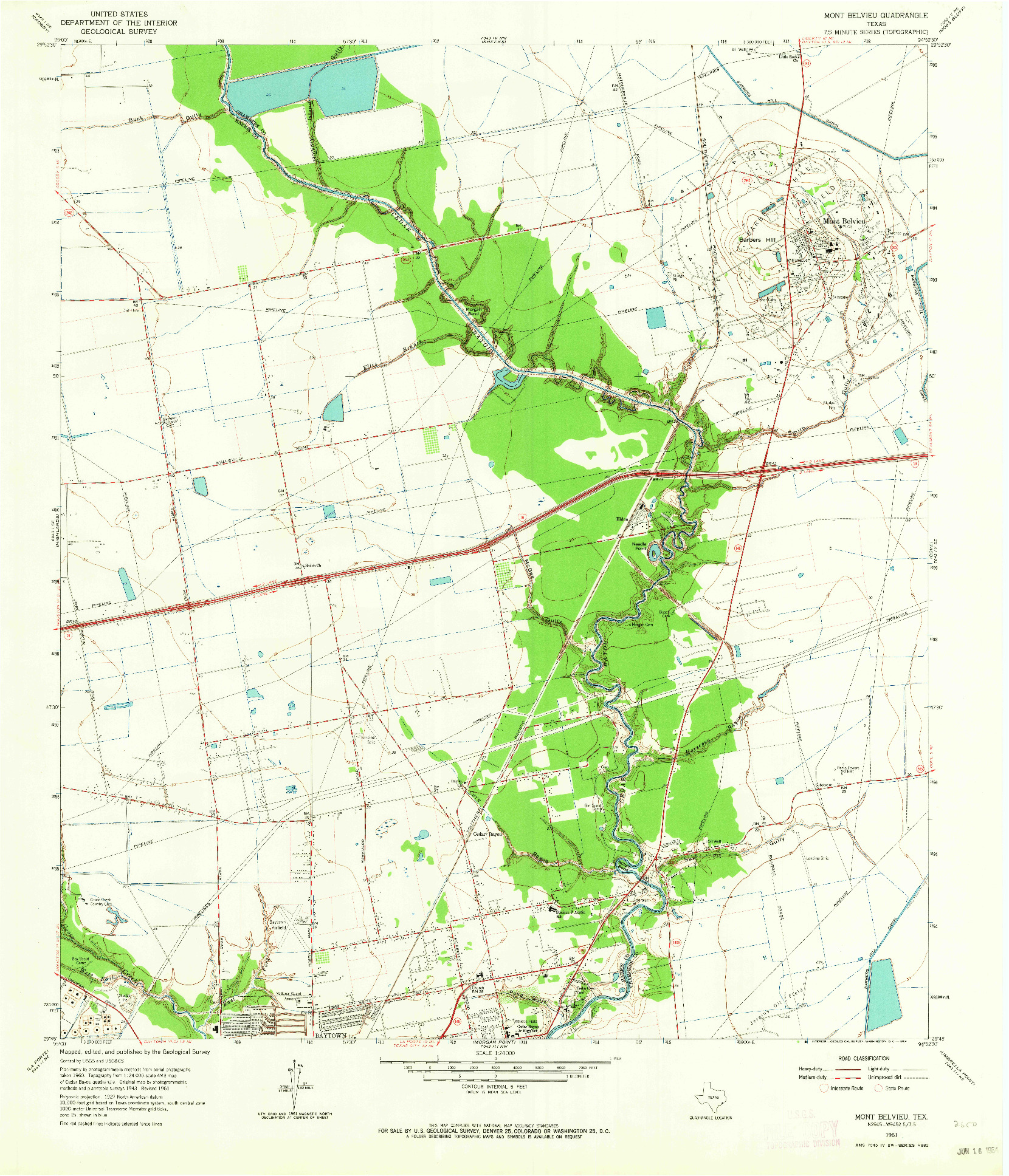 USGS 1:24000-SCALE QUADRANGLE FOR MONT BELVIEU, TX 1961