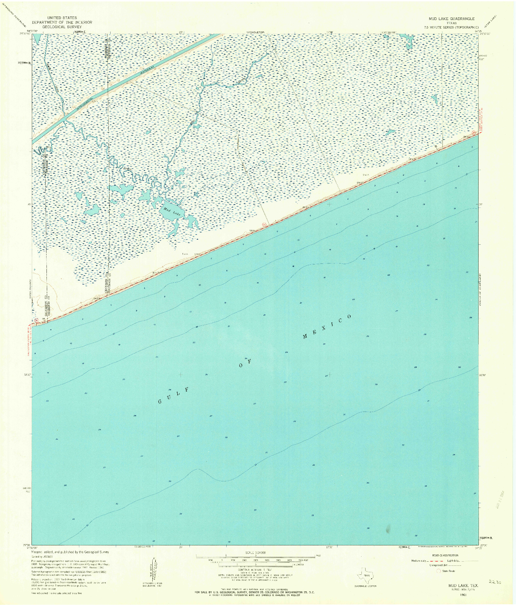 USGS 1:24000-SCALE QUADRANGLE FOR MUD LAKE, TX 1961
