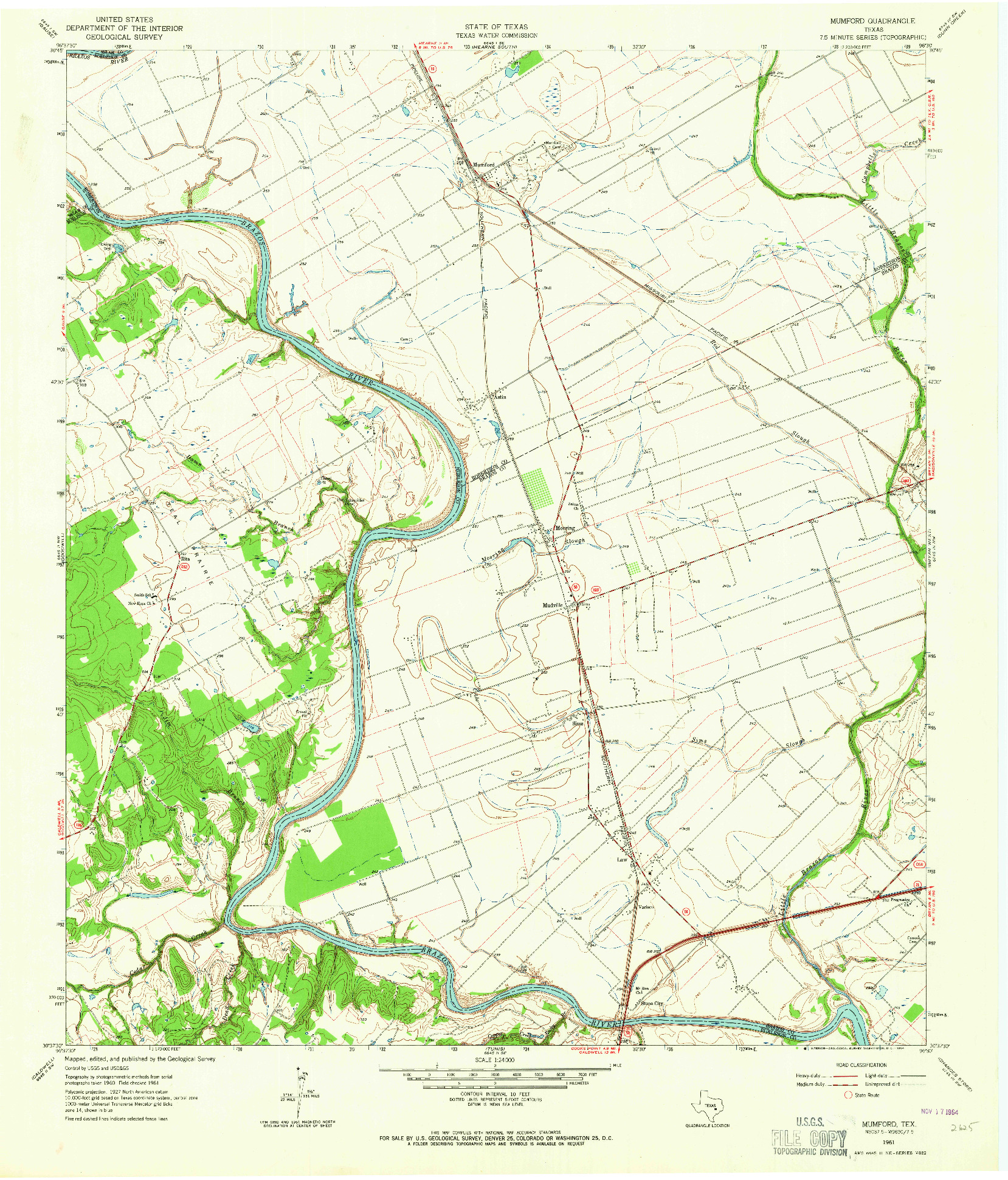 USGS 1:24000-SCALE QUADRANGLE FOR MUMFORD, TX 1961