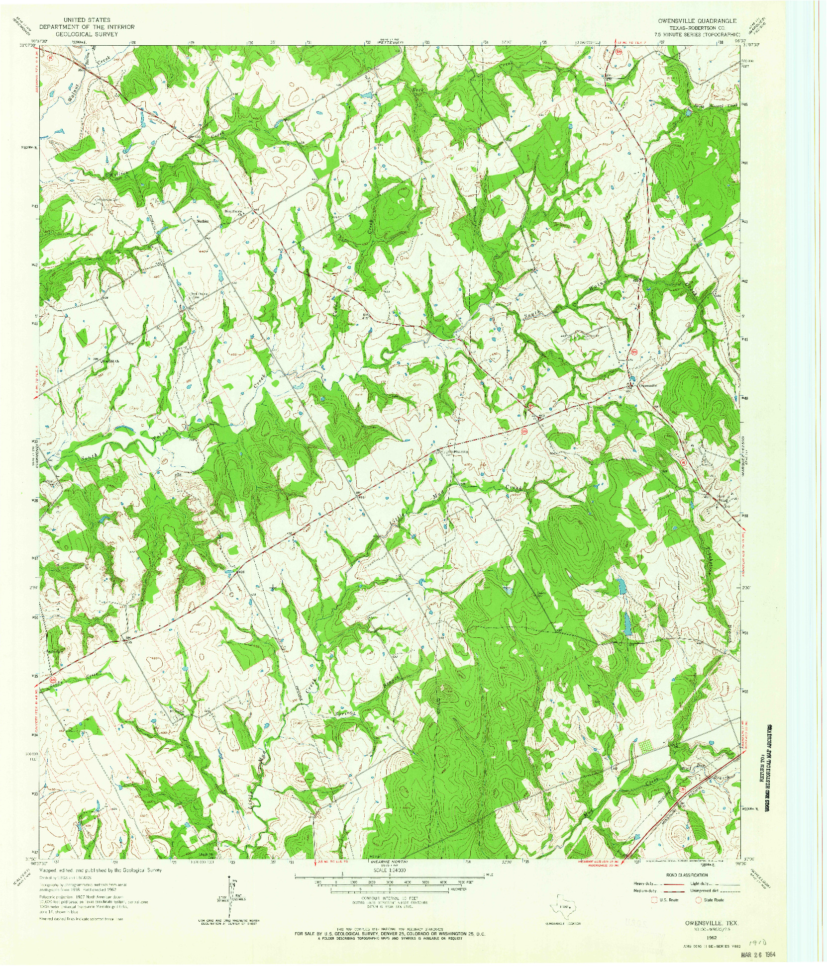 USGS 1:24000-SCALE QUADRANGLE FOR OWENSVILLE, TX 1962