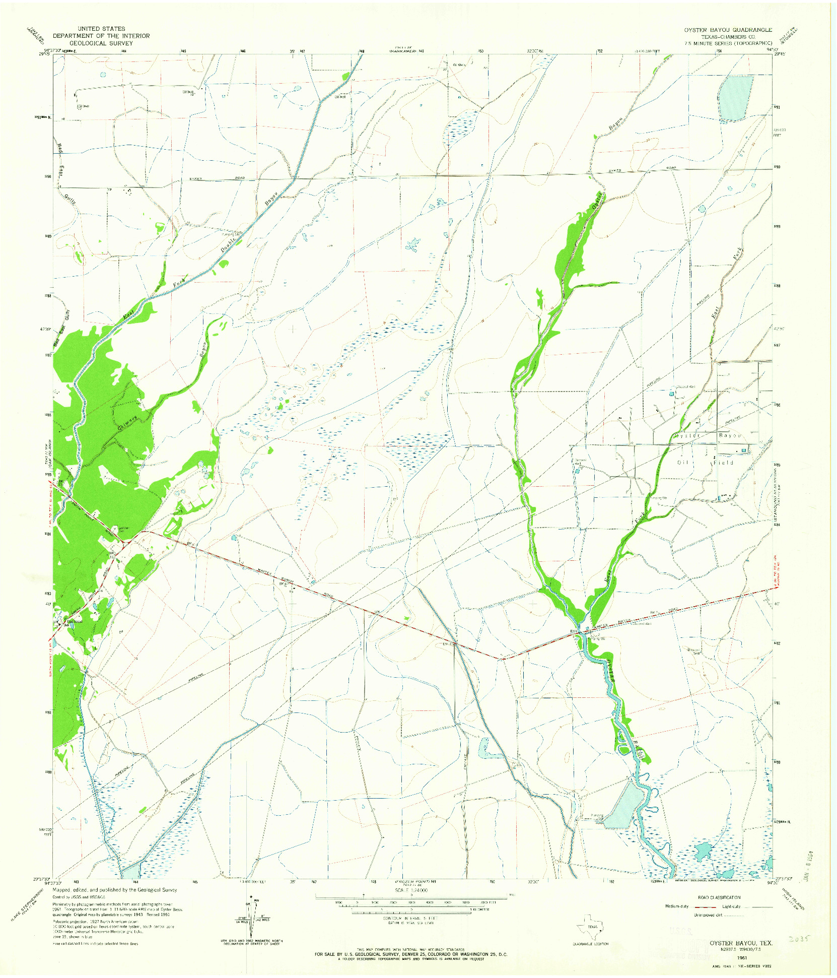 USGS 1:24000-SCALE QUADRANGLE FOR OYSTER BAYOU, TX 1961