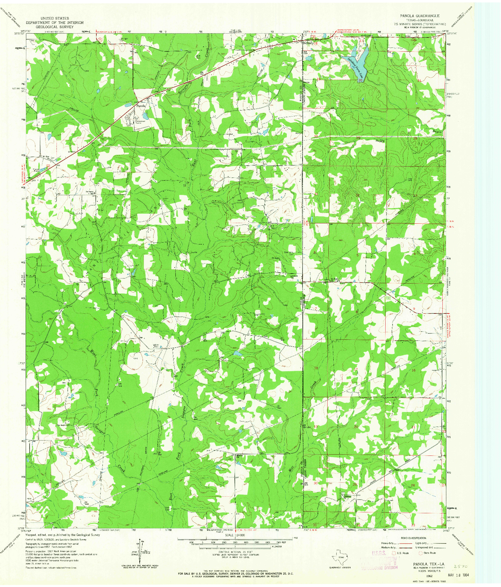 USGS 1:24000-SCALE QUADRANGLE FOR PANOLA, TX 1962