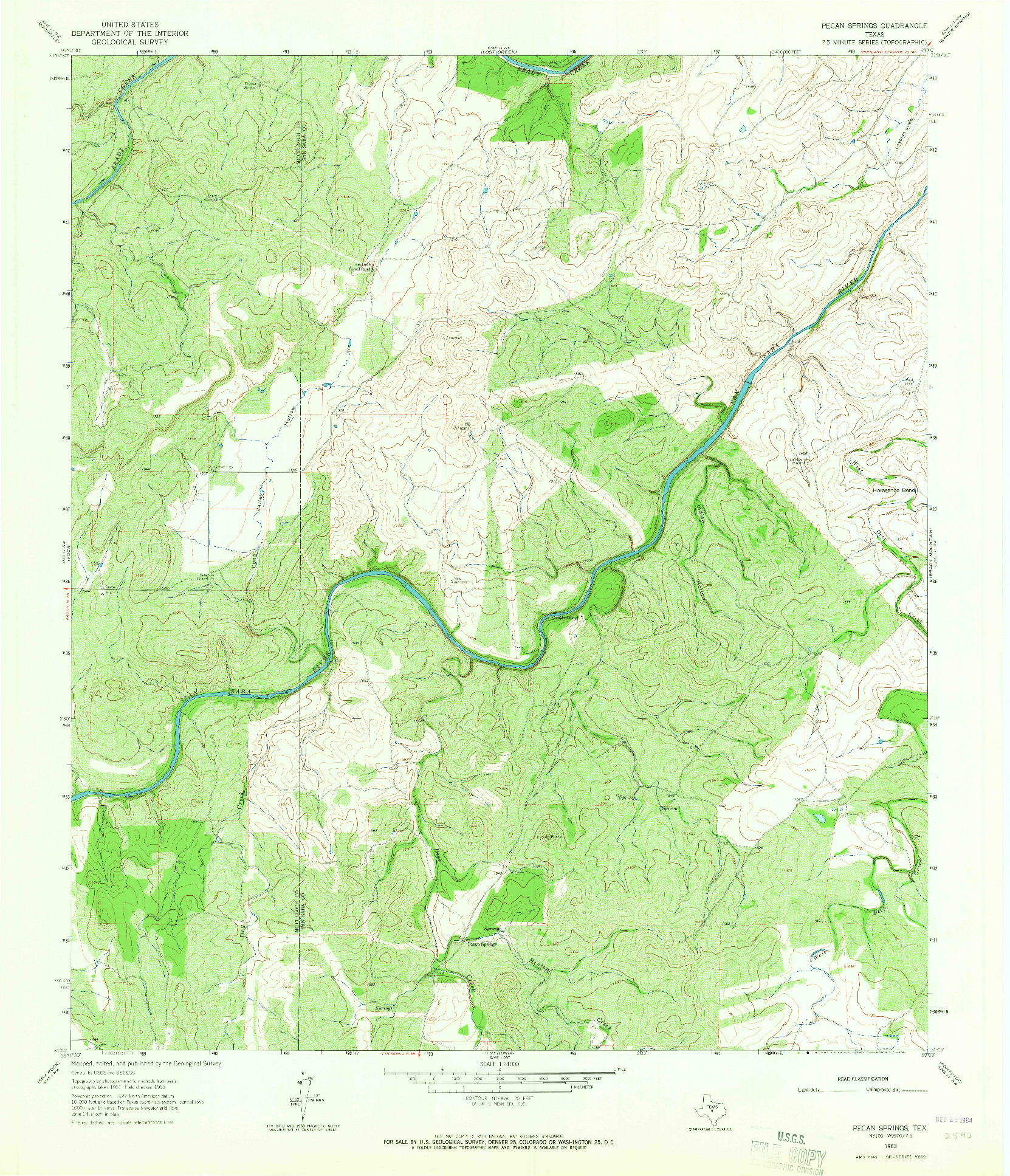 USGS 1:24000-SCALE QUADRANGLE FOR PECAN SPRINGS, TX 1963