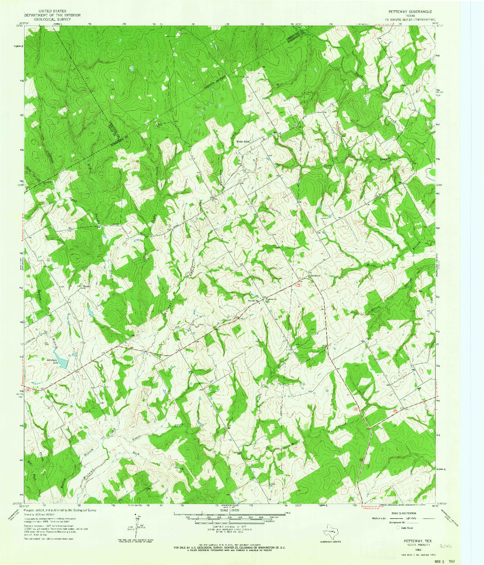 USGS 1:24000-SCALE QUADRANGLE FOR PETTEWAY, TX 1962