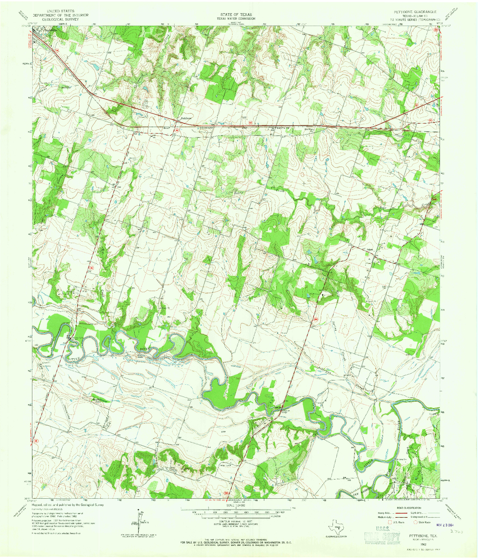 USGS 1:24000-SCALE QUADRANGLE FOR PETTIBONE, TX 1962
