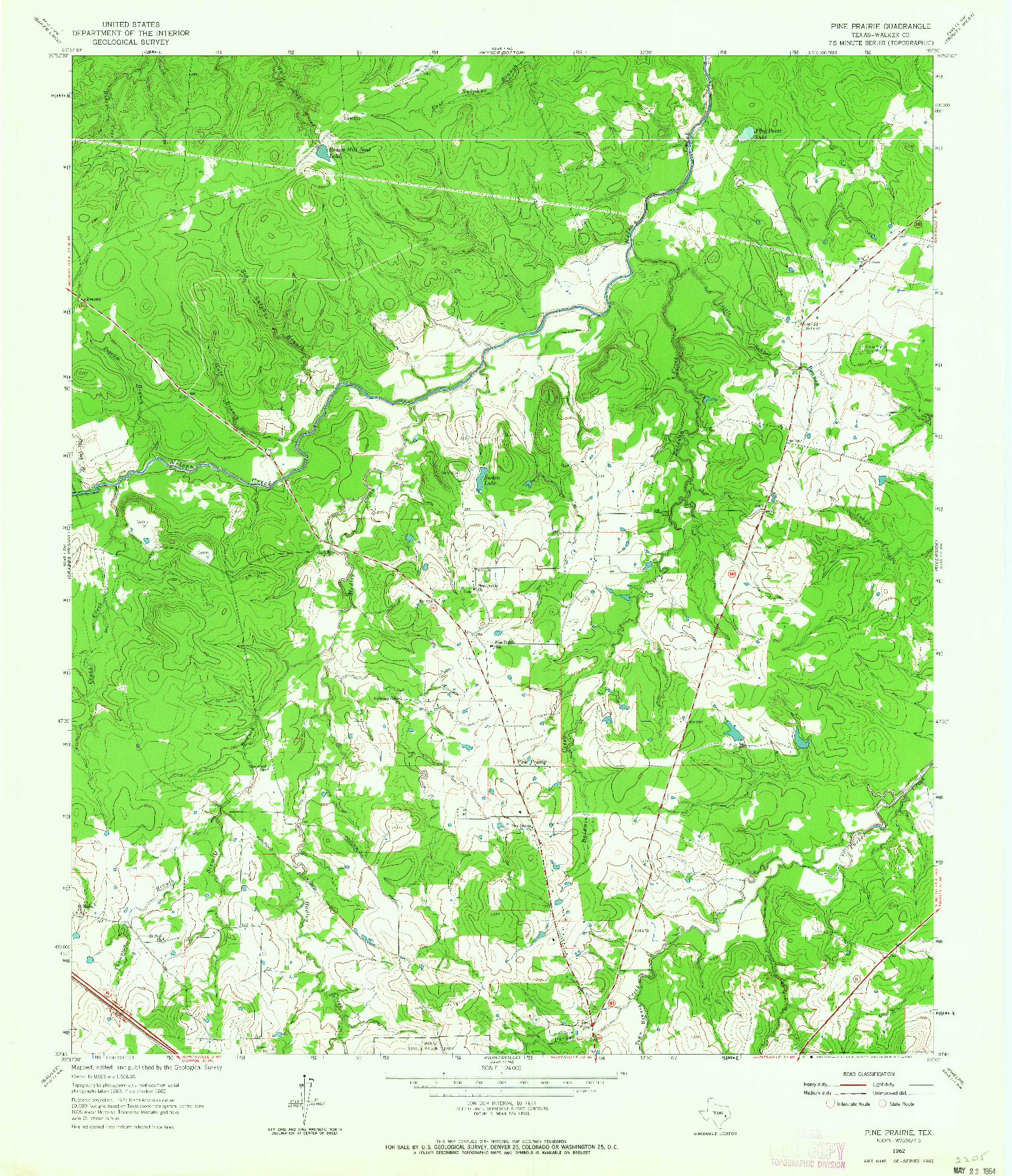 USGS 1:24000-SCALE QUADRANGLE FOR PINE PRAIRIE, TX 1962