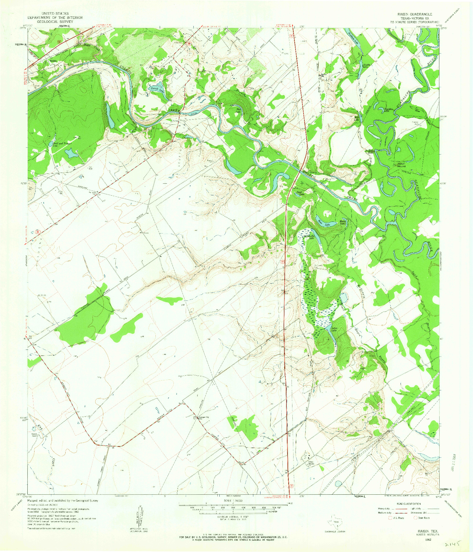 USGS 1:24000-SCALE QUADRANGLE FOR RAISIN, TX 1962