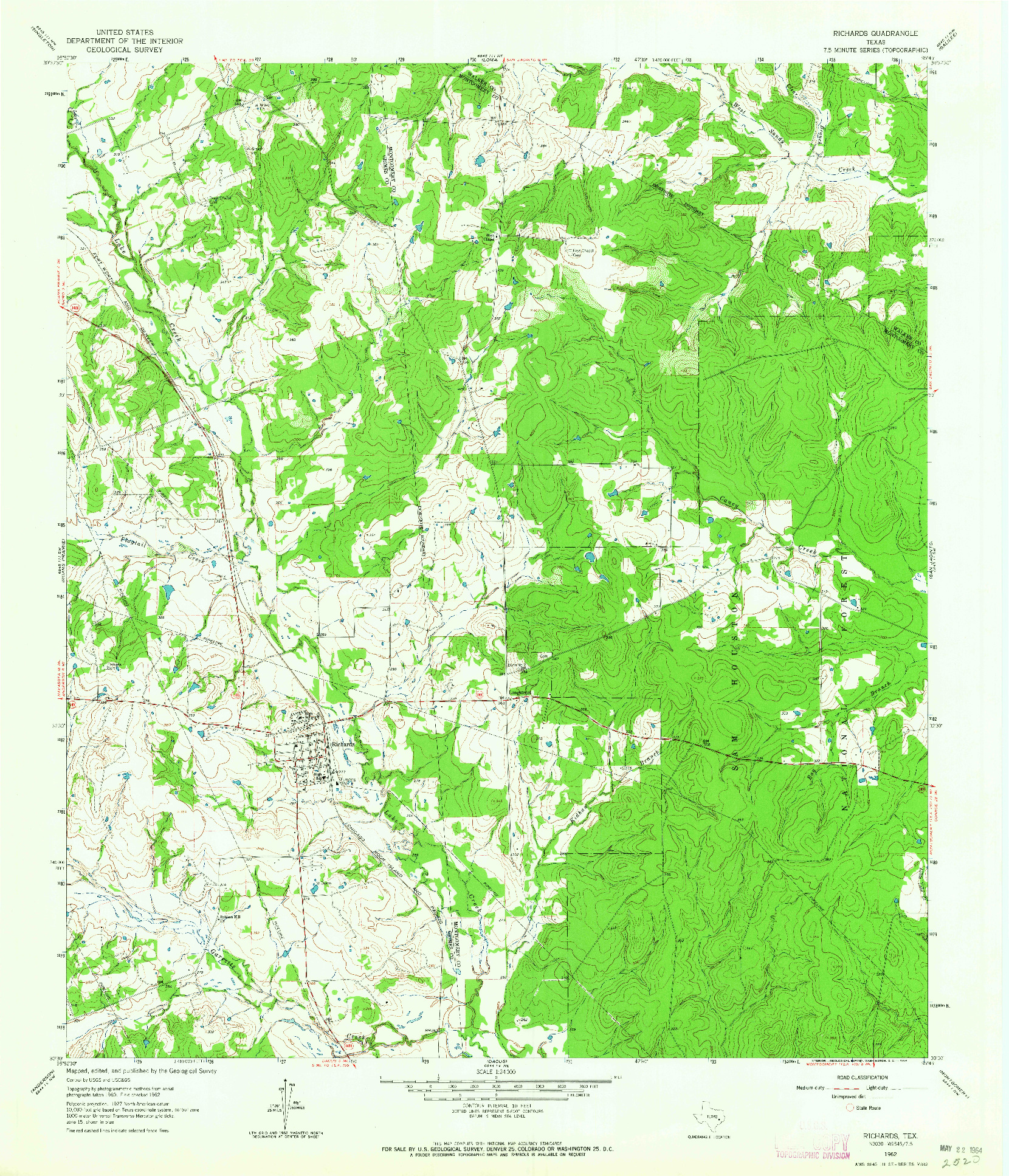 USGS 1:24000-SCALE QUADRANGLE FOR RICHARDS, TX 1962