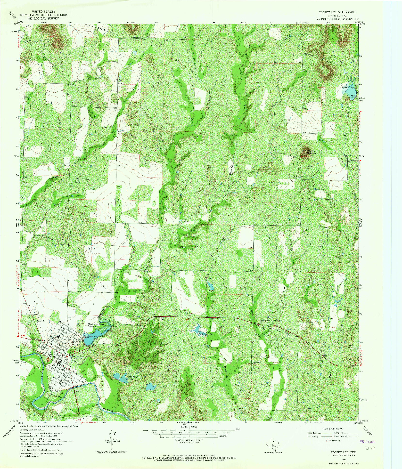 USGS 1:24000-SCALE QUADRANGLE FOR ROBERT LEE, TX 1963