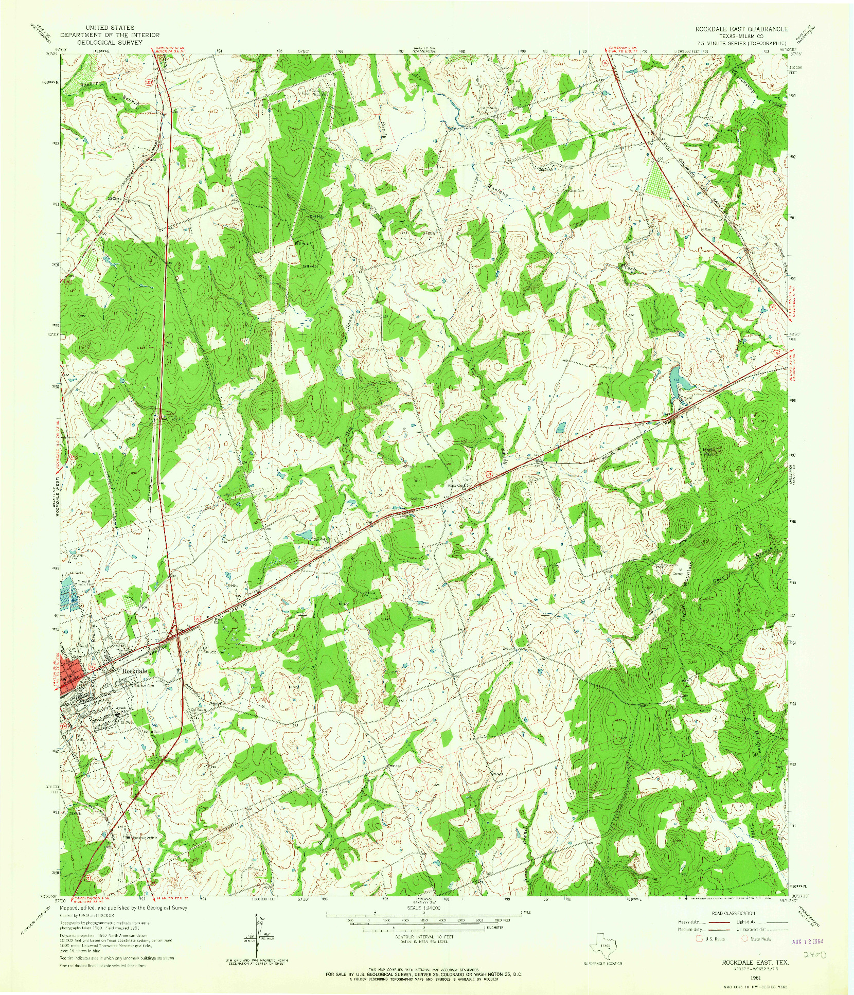 USGS 1:24000-SCALE QUADRANGLE FOR ROCKDALE EAST, TX 1961