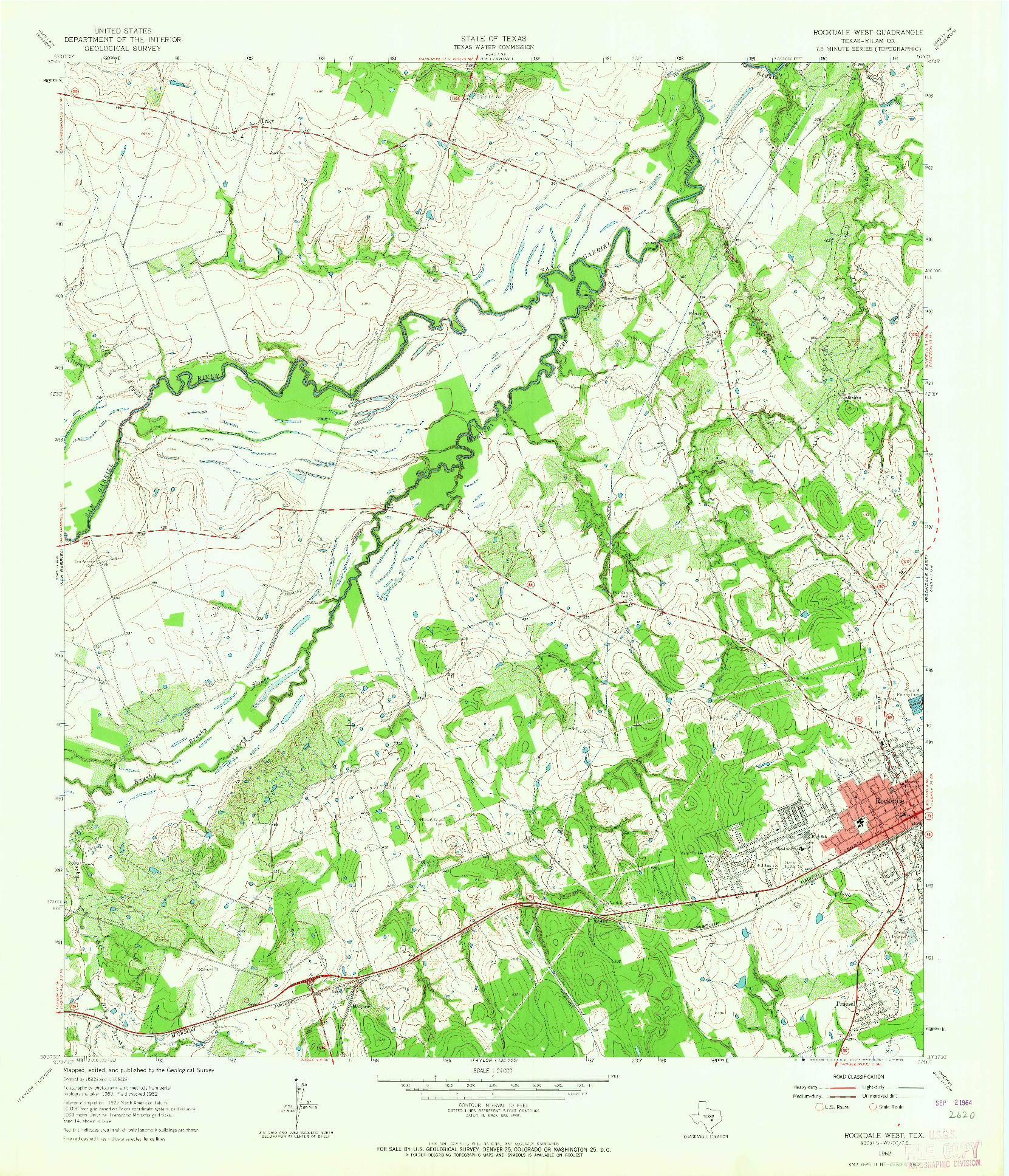 USGS 1:24000-SCALE QUADRANGLE FOR ROCKDALE WEST, TX 1962